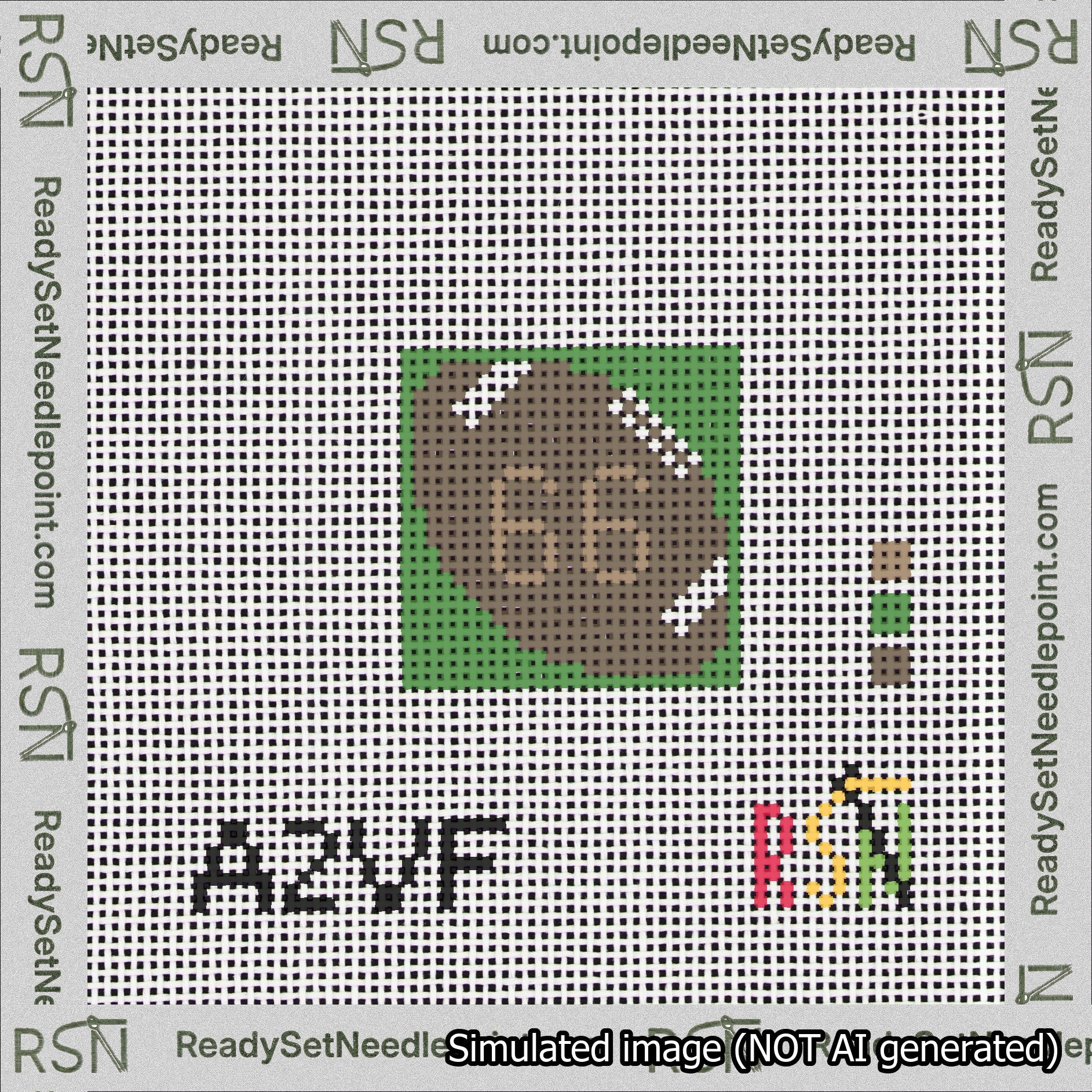 Football Bag Charm Brown 50-99 Needlepoint Canvas Design