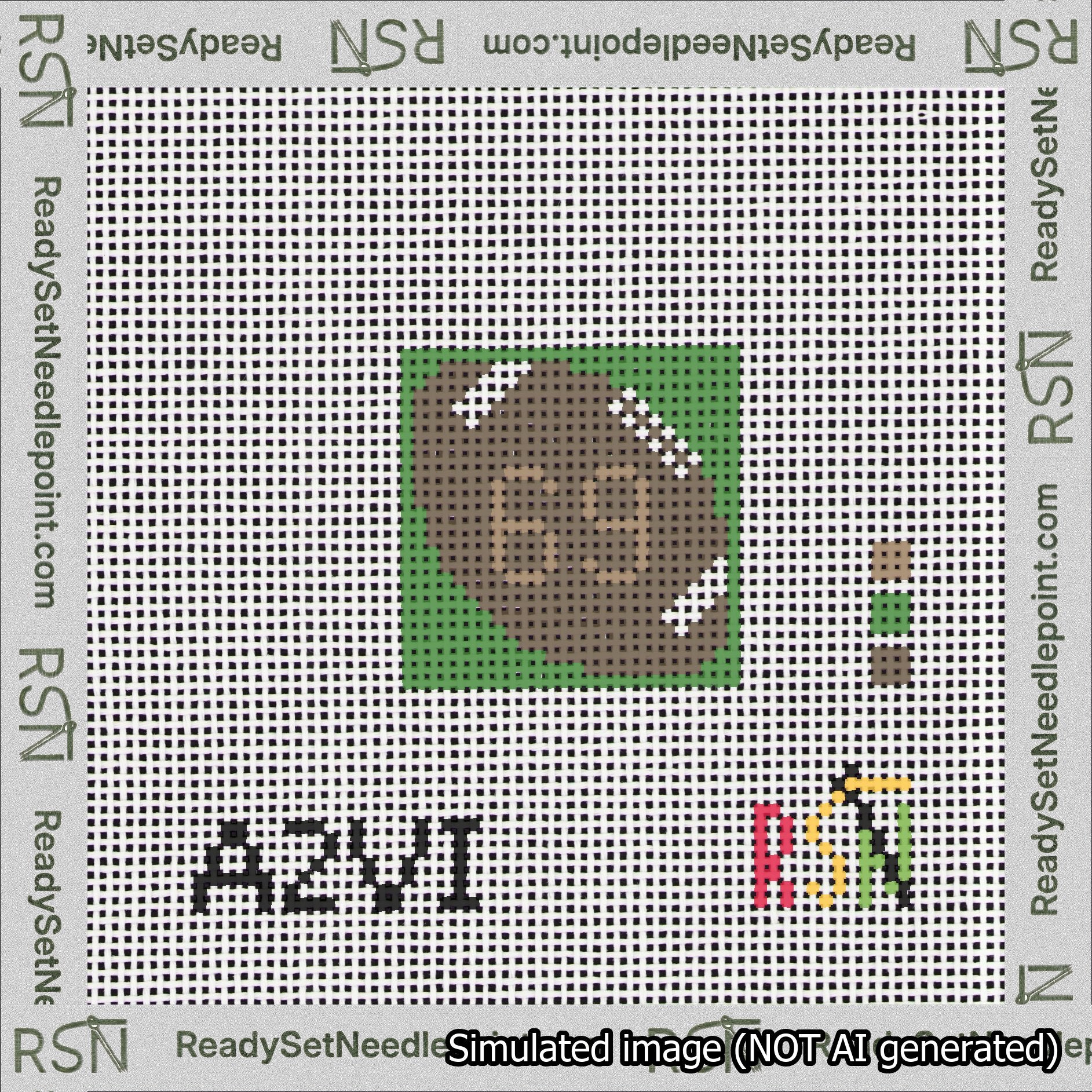 Football Bag Charm Brown 50-99 Needlepoint Canvas Design