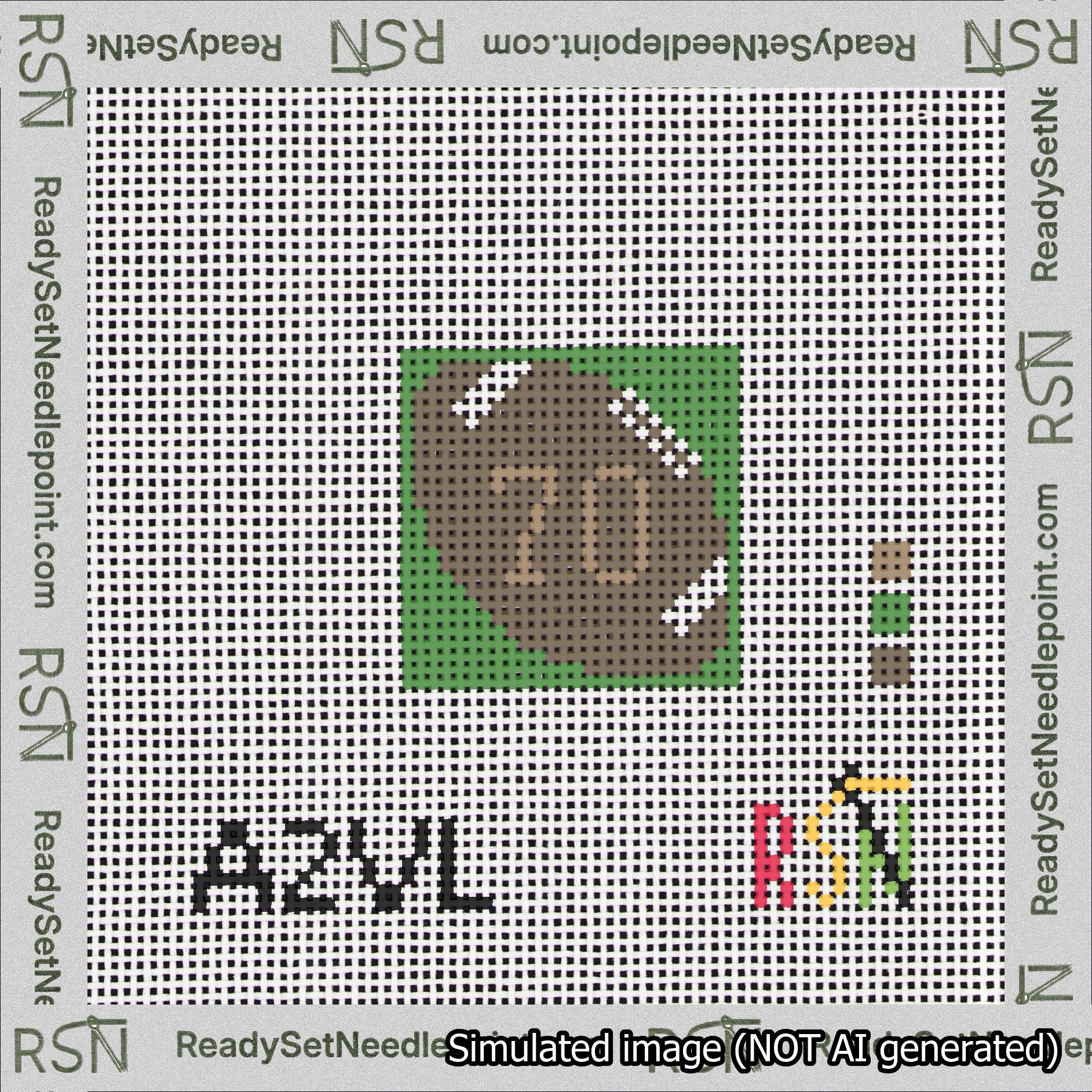 Football Bag Charm Brown 50-99 Needlepoint Canvas Design