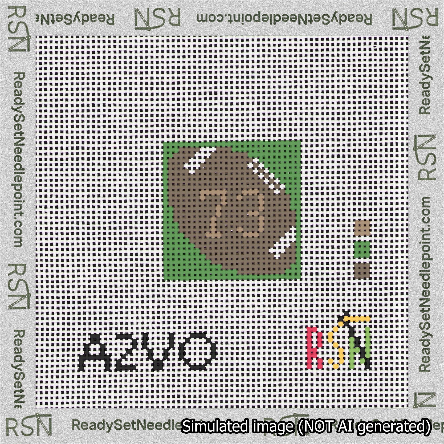 Football Bag Charm Brown 50-99 Needlepoint Canvas Design