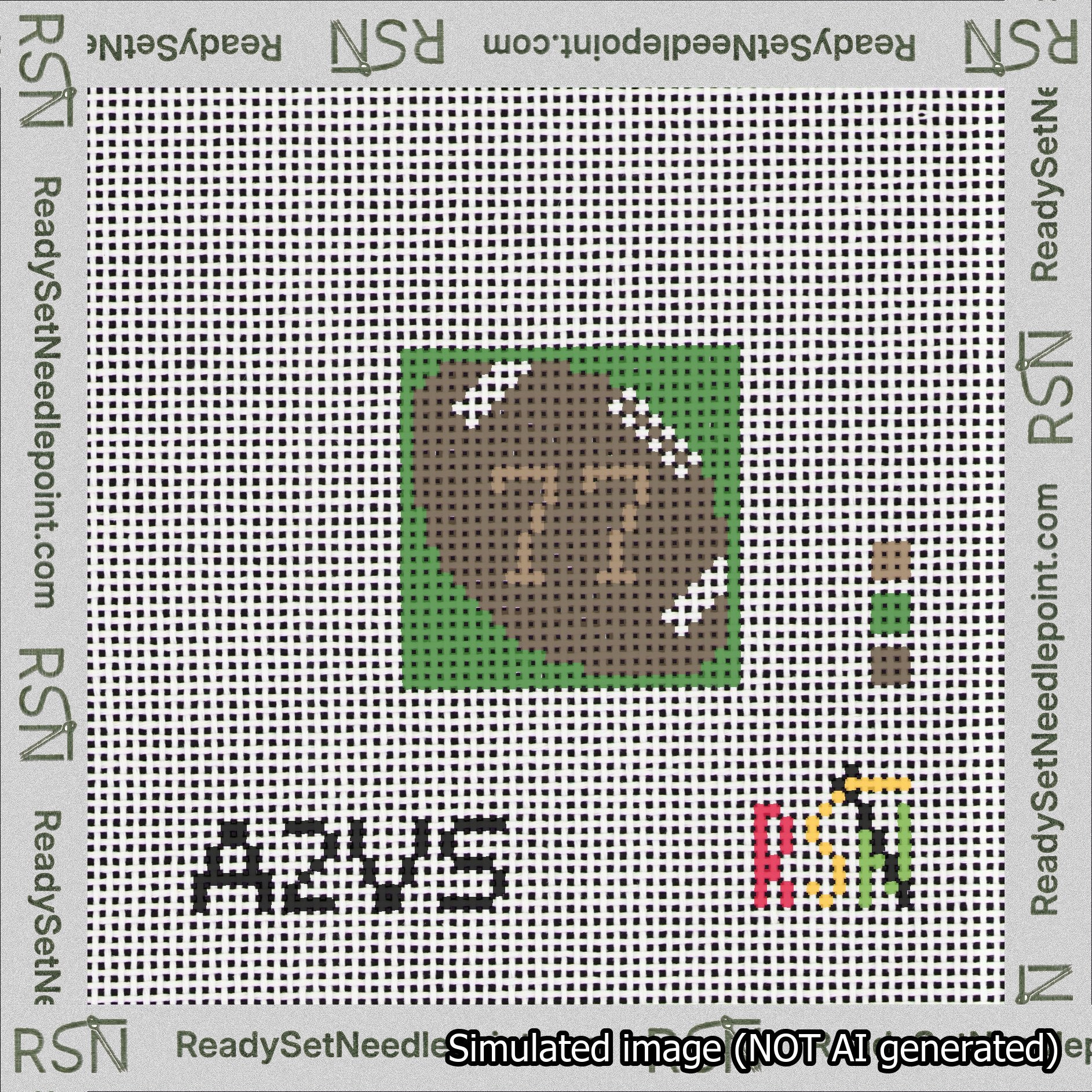 Football Bag Charm Brown 50-99 Needlepoint Canvas Design