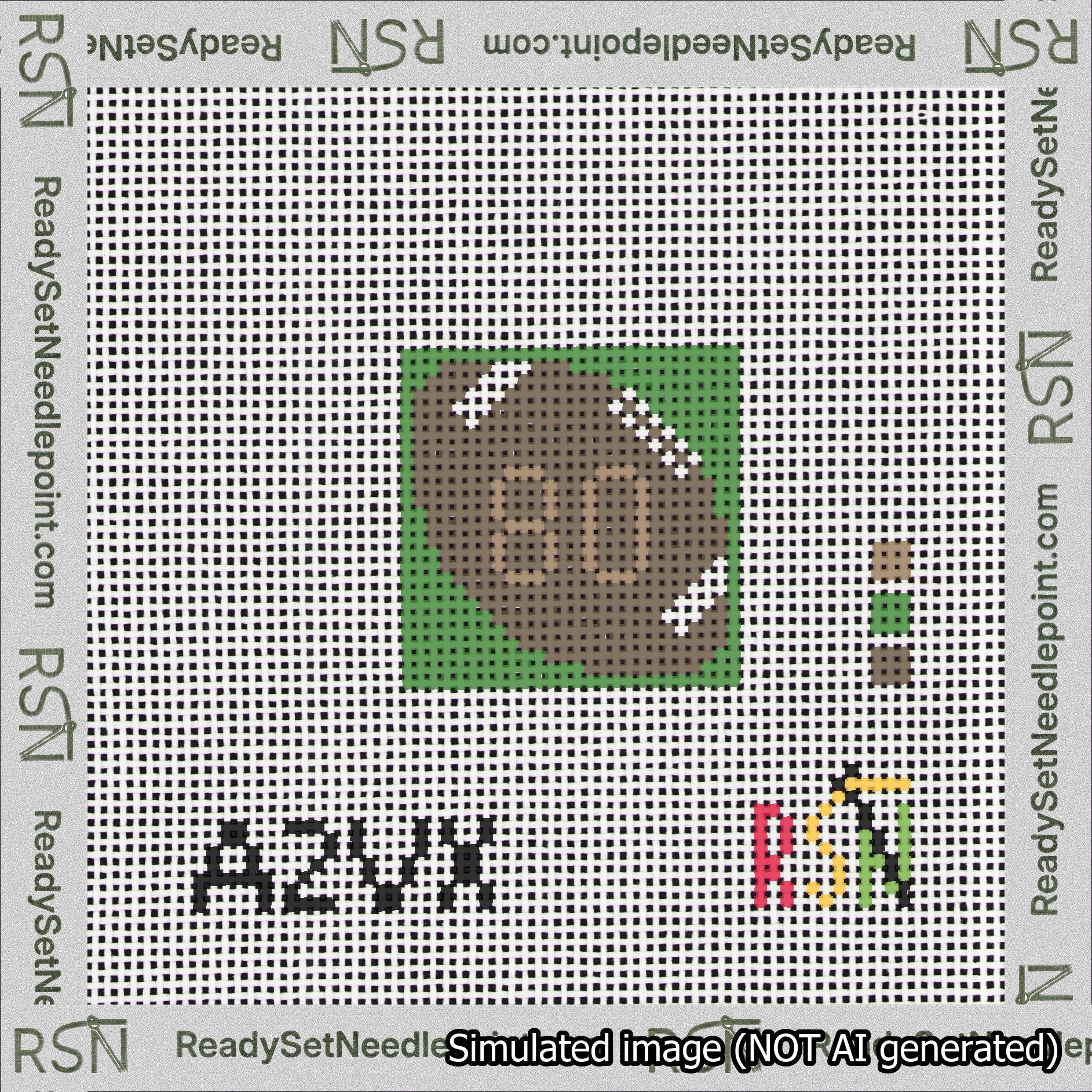 Football Bag Charm Brown 50-99 Needlepoint Canvas Design