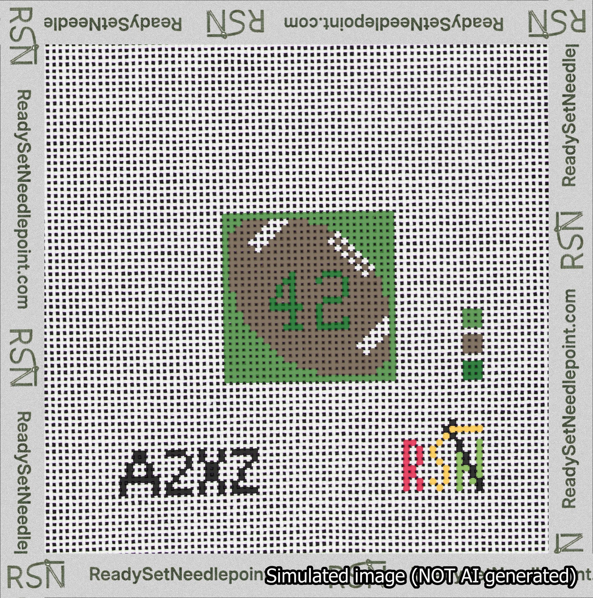 Football Bag Charm Green 0-49 Needlepoint Canvas Design