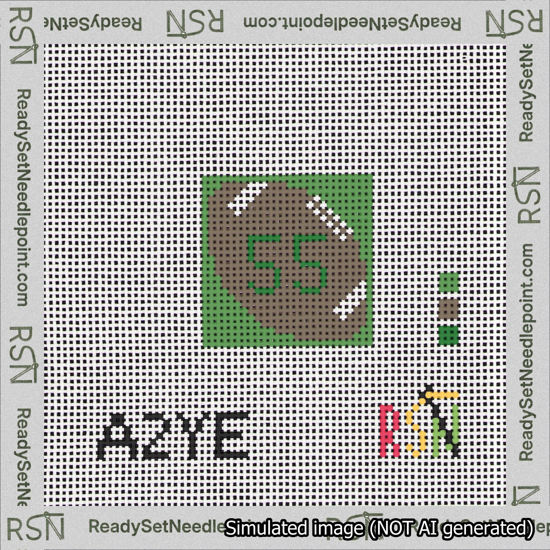 Football Bag Charm Green 50-99 Needlepoint Canvas Design