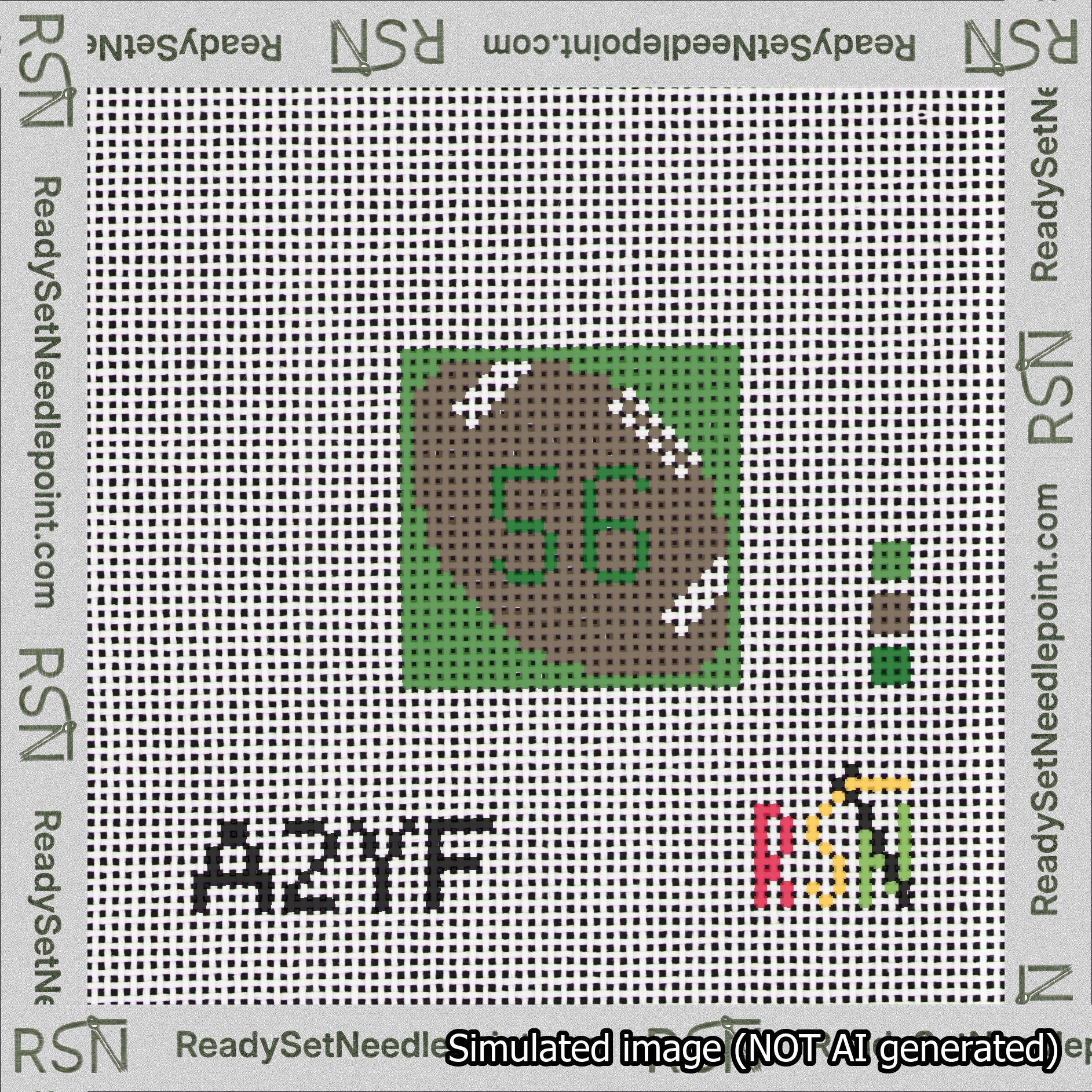 Football Bag Charm Green 50-99 Needlepoint Canvas Design