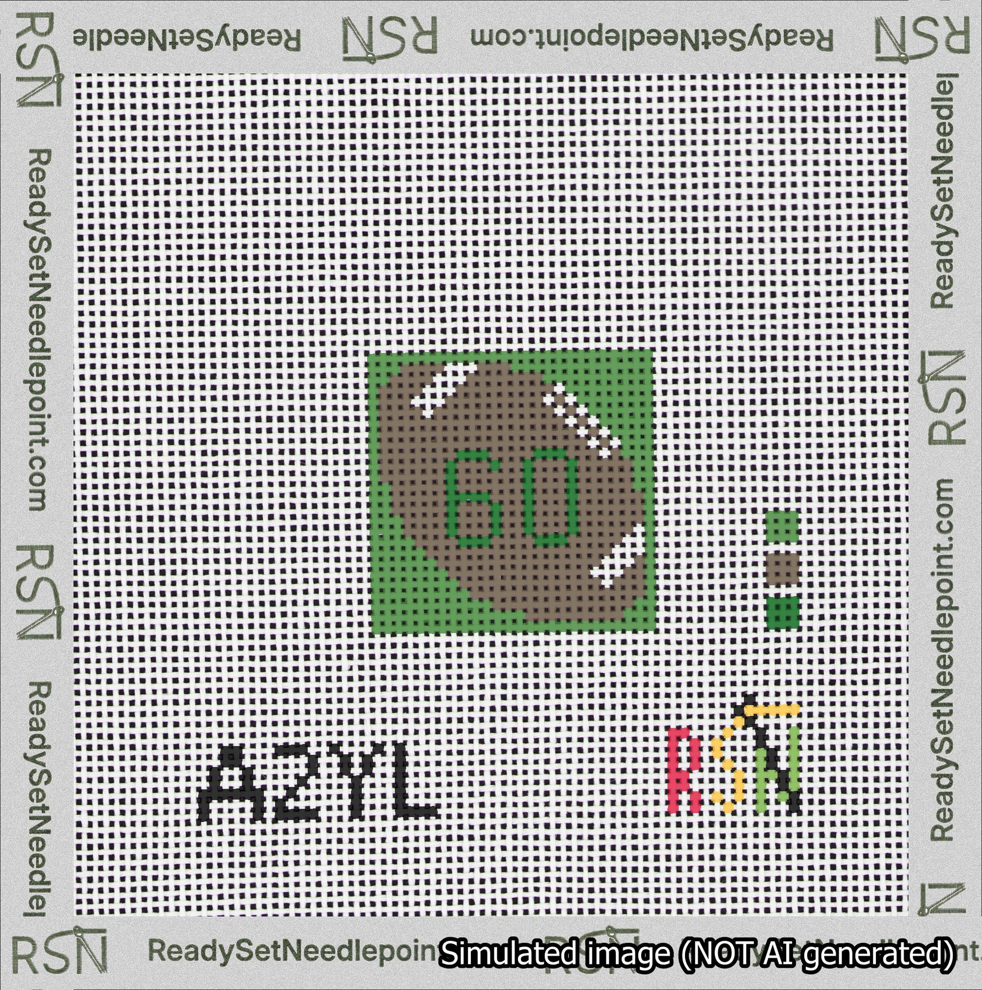 Football Bag Charm Green 50-99 Needlepoint Canvas Design