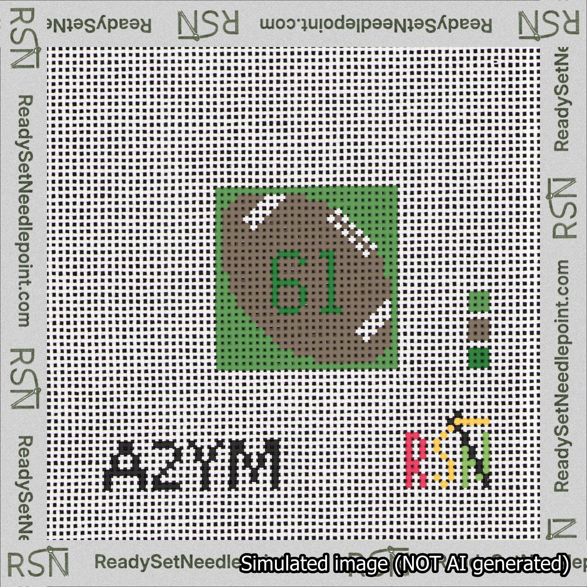 Football Bag Charm Green 50-99 Needlepoint Canvas Design