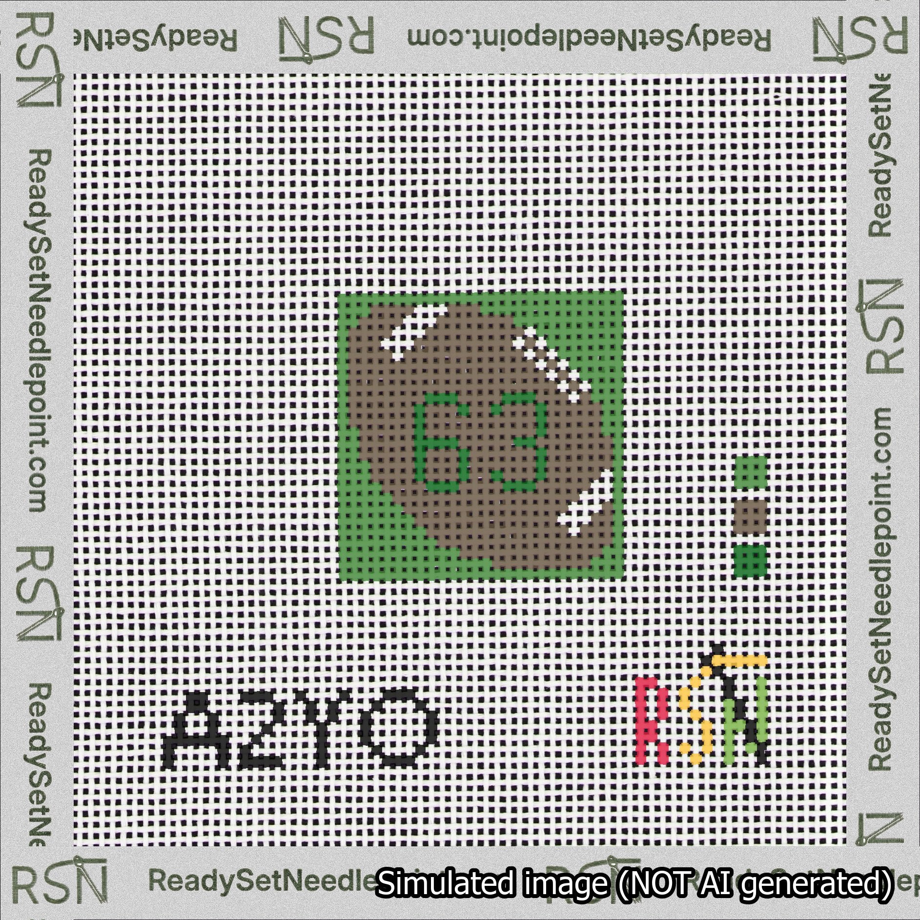 Football Bag Charm Green 50-99 Needlepoint Canvas Design
