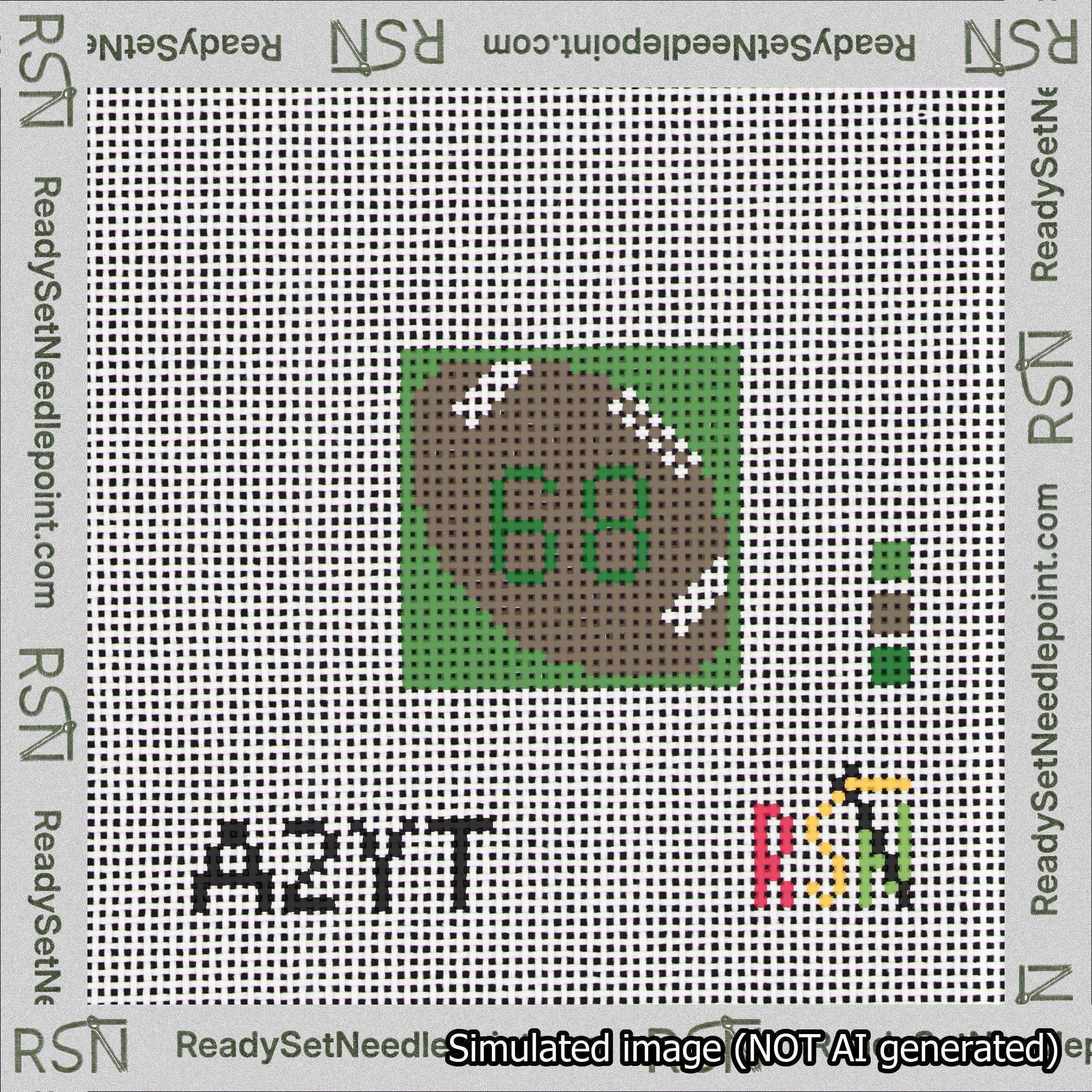 Football Bag Charm Green 50-99 Needlepoint Canvas Design