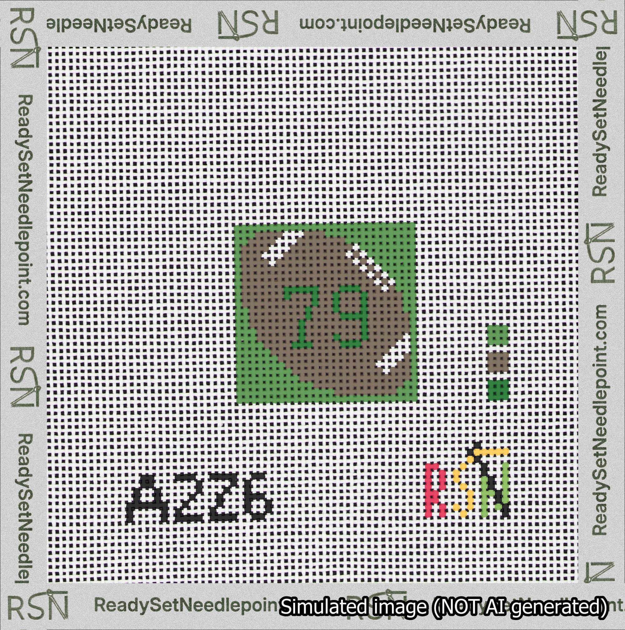 Football Bag Charm Green 50-99 Needlepoint Canvas Design