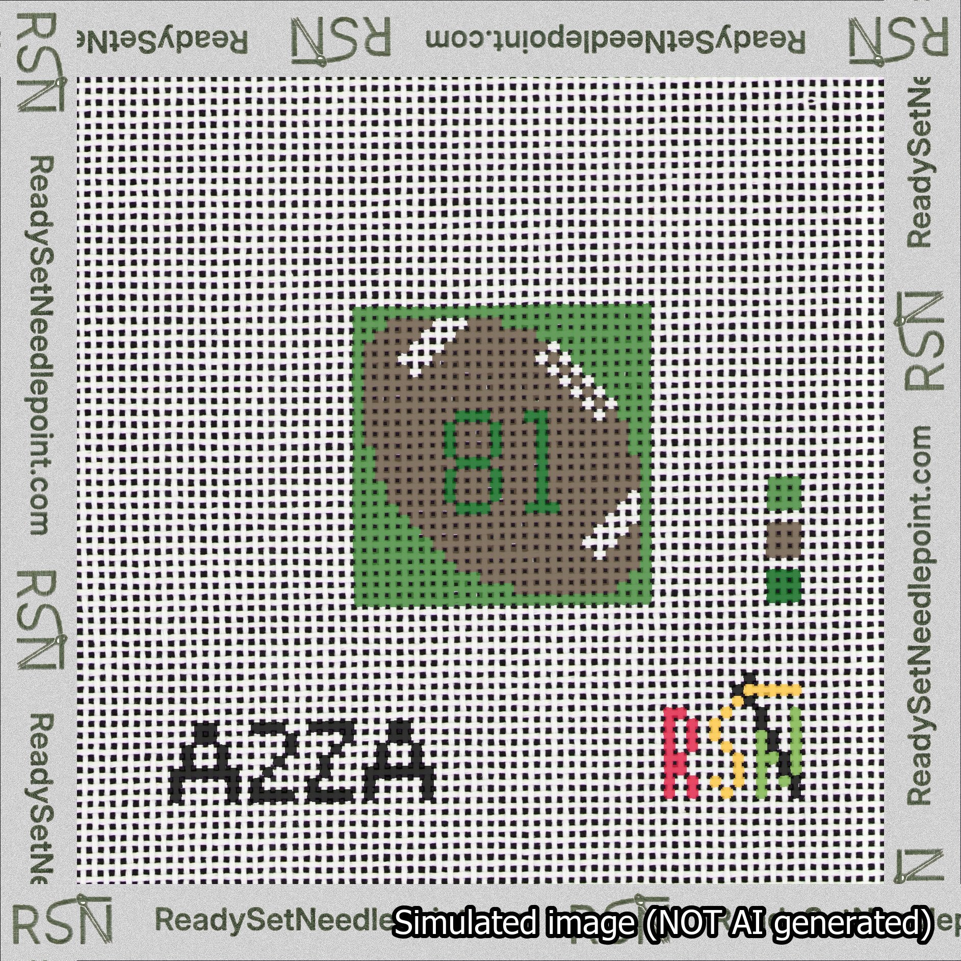 Football Bag Charm Green 50-99 Needlepoint Canvas Design
