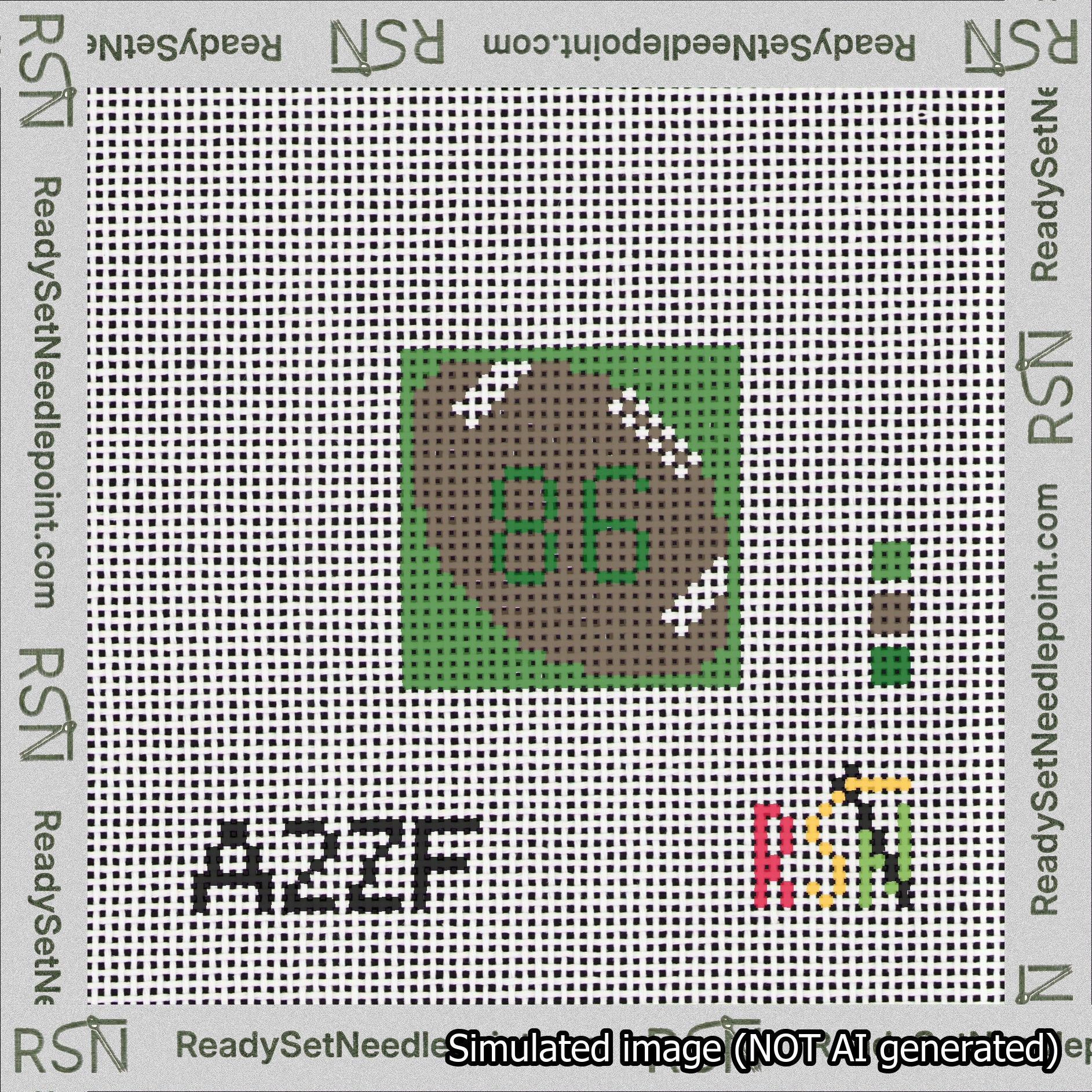 Football Bag Charm Green 50-99 Needlepoint Canvas Design