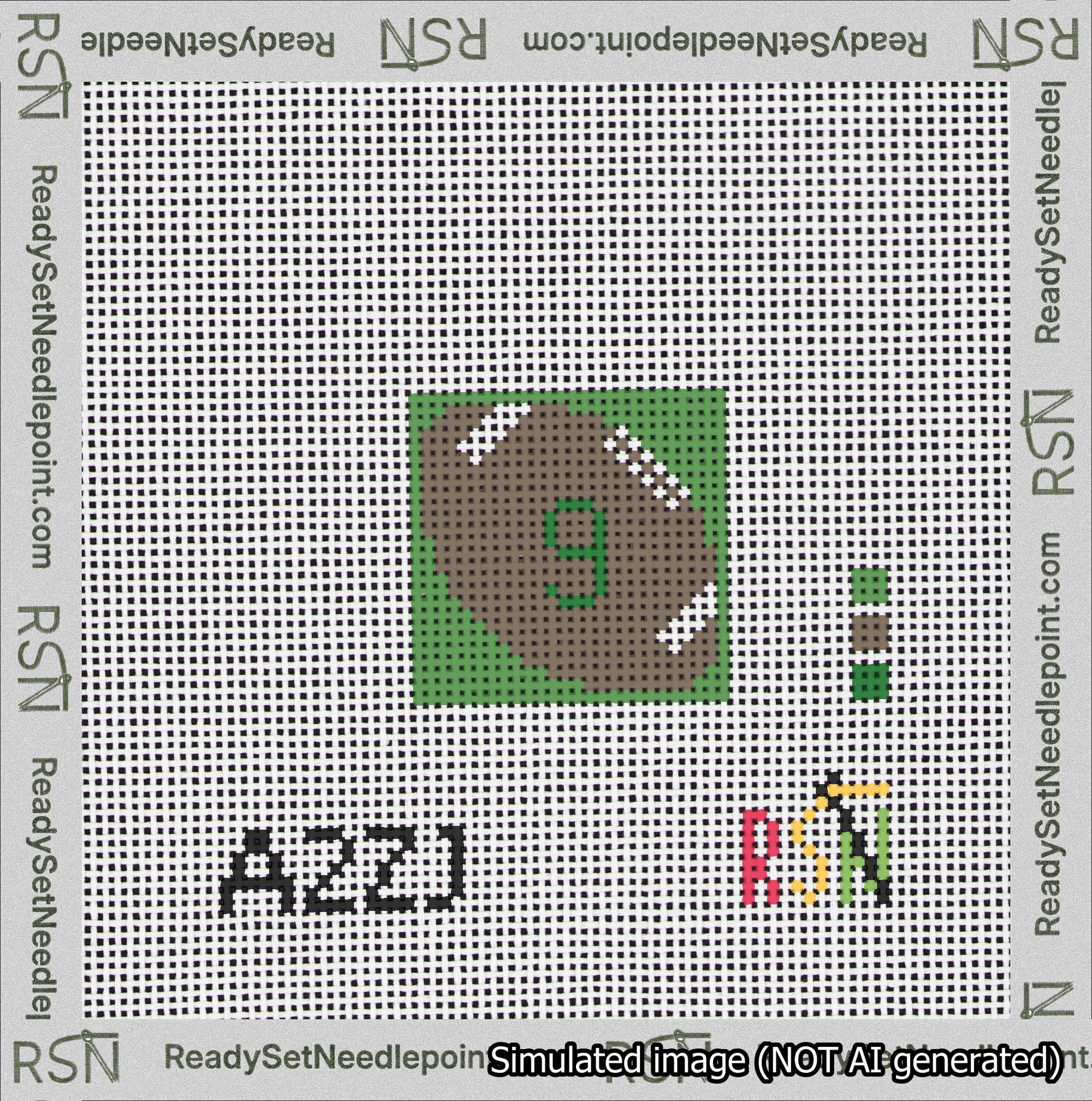 Football Bag Charm Green 0-49 Needlepoint Canvas Design