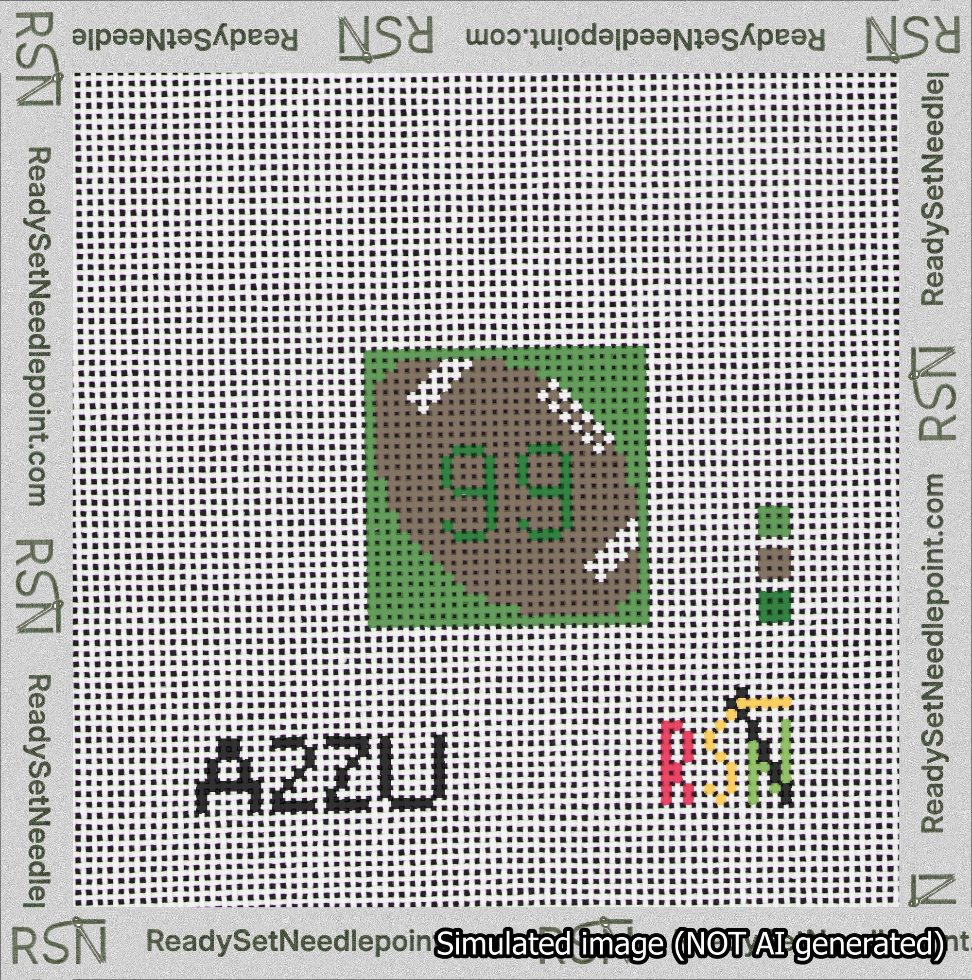 Football Bag Charm Green 50-99 Needlepoint Canvas Design