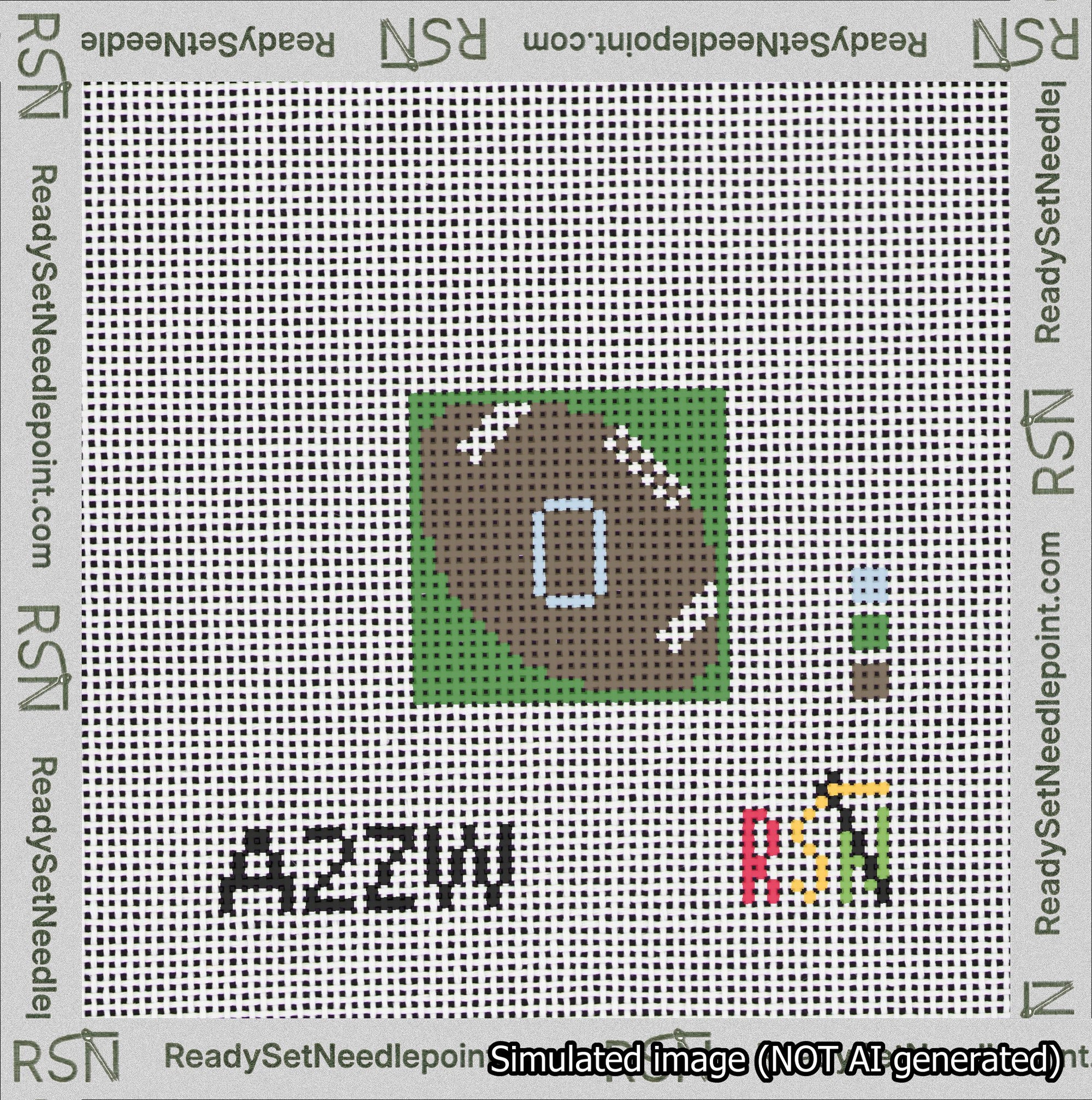 Football Bag Charm Light Blue 0-49 Needlepoint Canvas Design