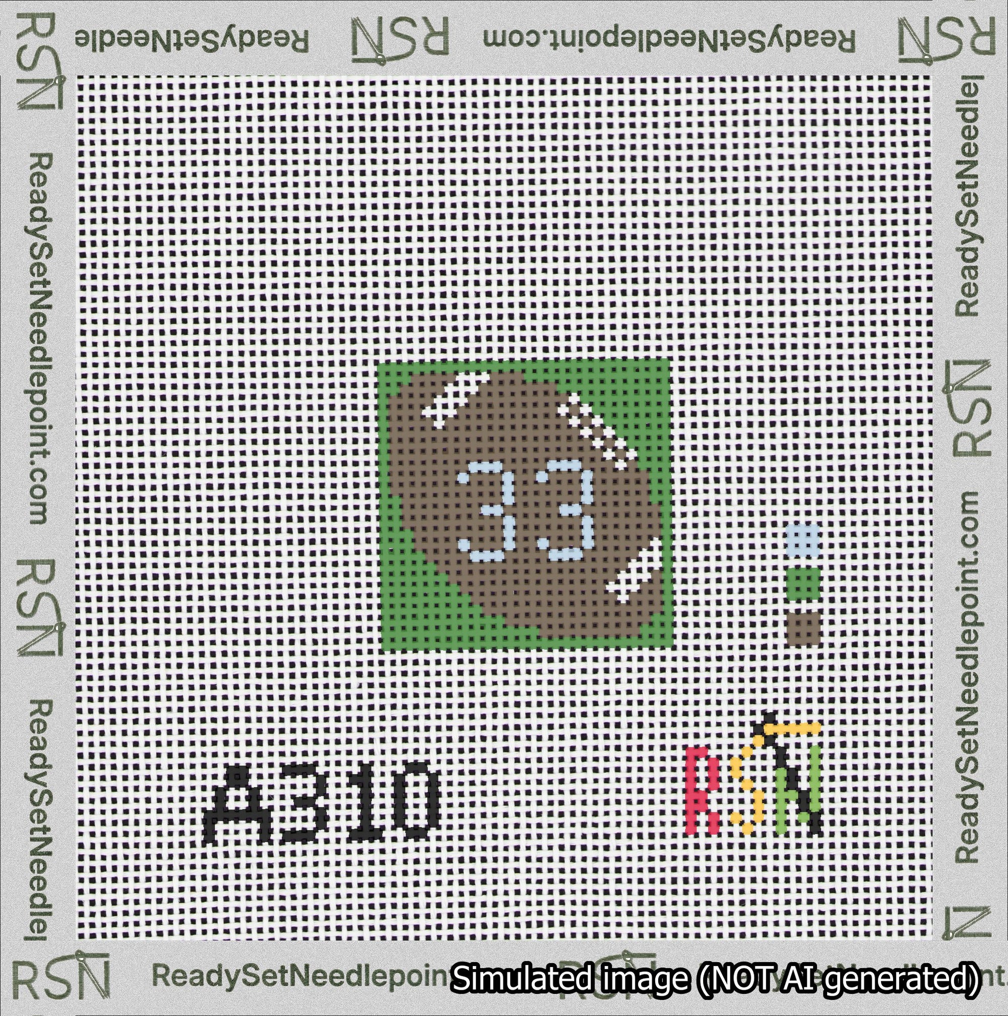 Football Bag Charm Light Blue 0-49 Needlepoint Canvas Design