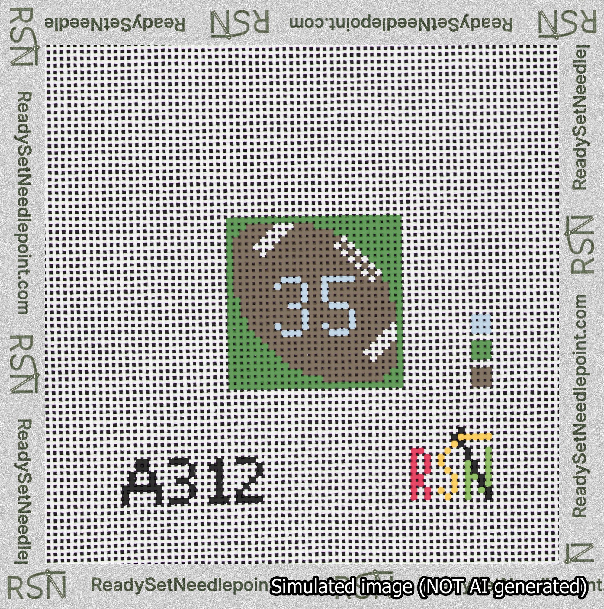 Football Bag Charm Light Blue 0-49 Needlepoint Canvas Design