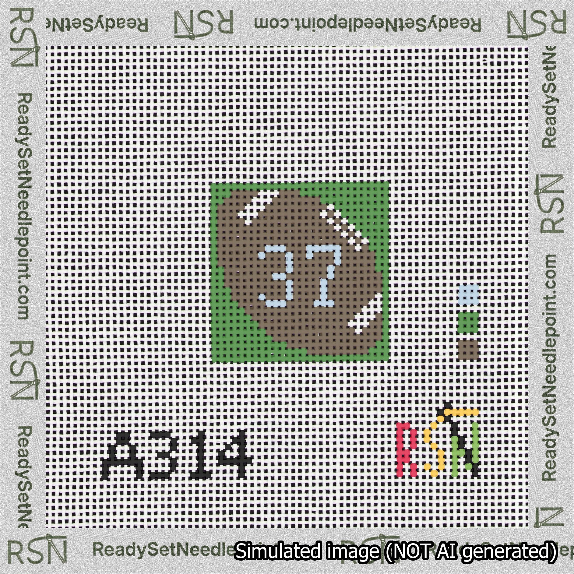 Football Bag Charm Light Blue 0-49 Needlepoint Canvas Design