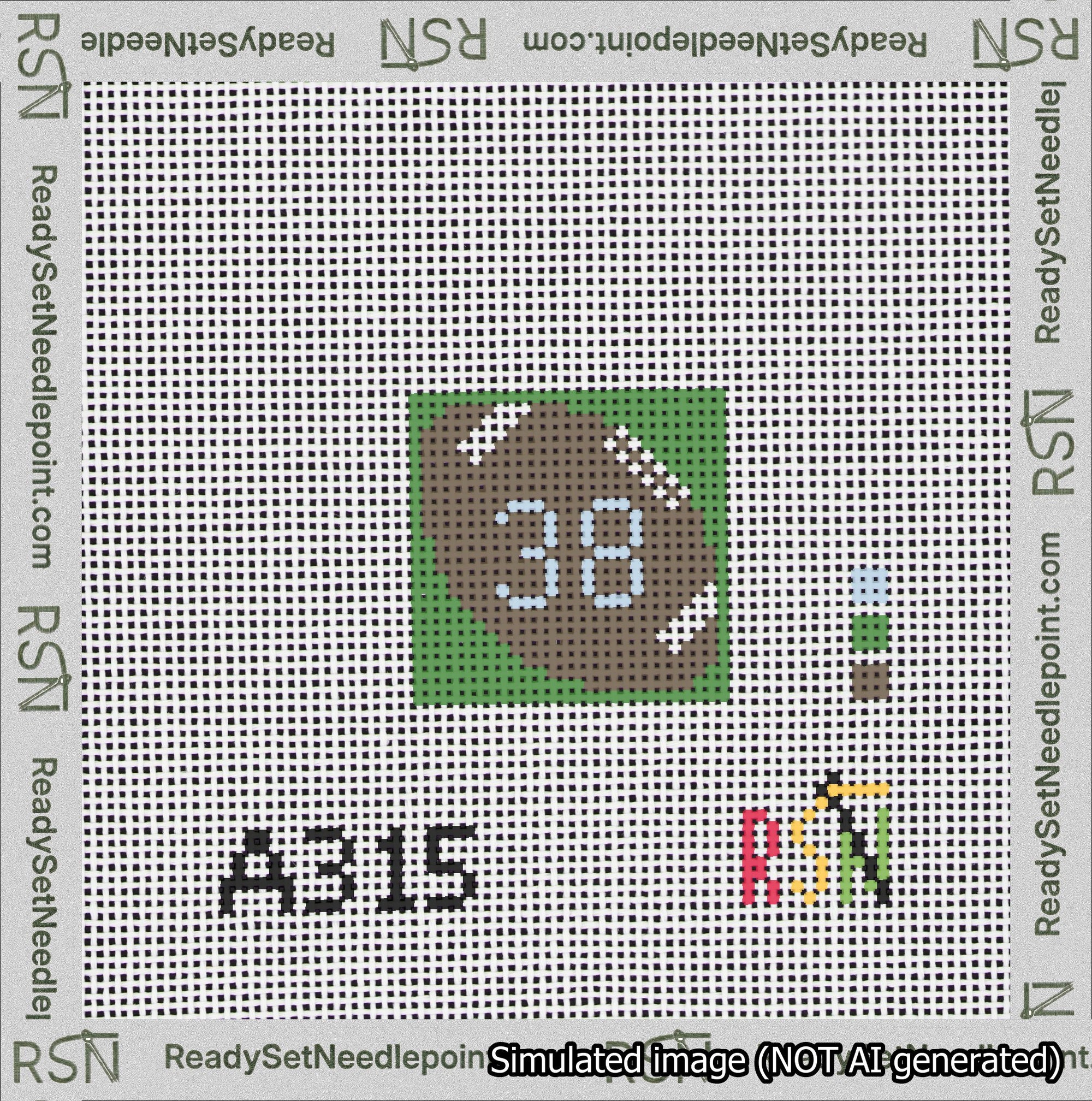 Football Bag Charm Light Blue 0-49 Needlepoint Canvas Design