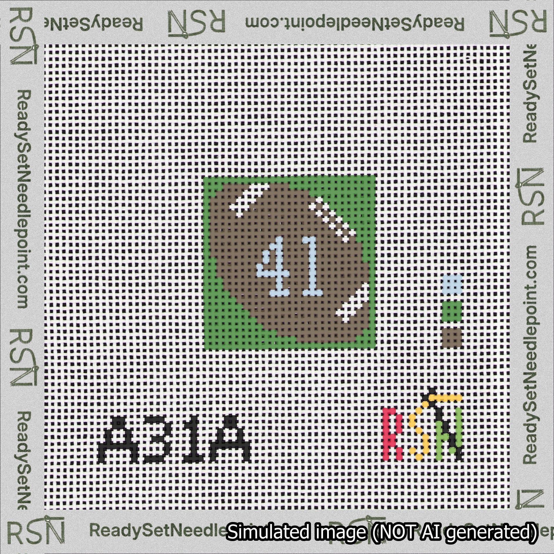 Football Bag Charm Light Blue 0-49 Needlepoint Canvas Design