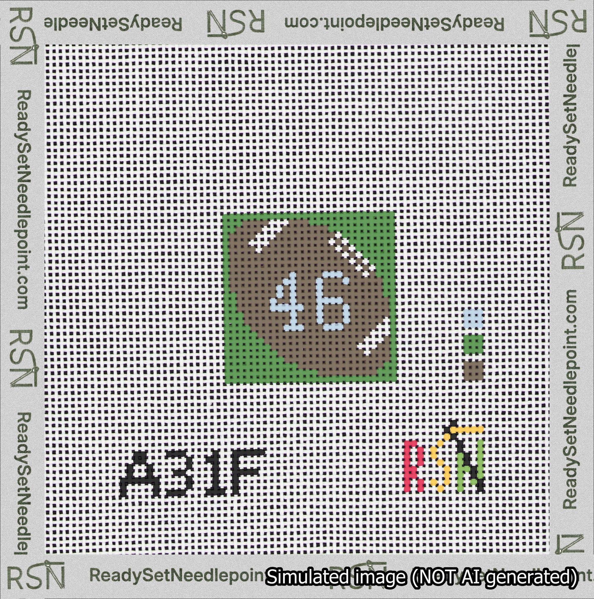 Football Bag Charm Light Blue 0-49 Needlepoint Canvas Design