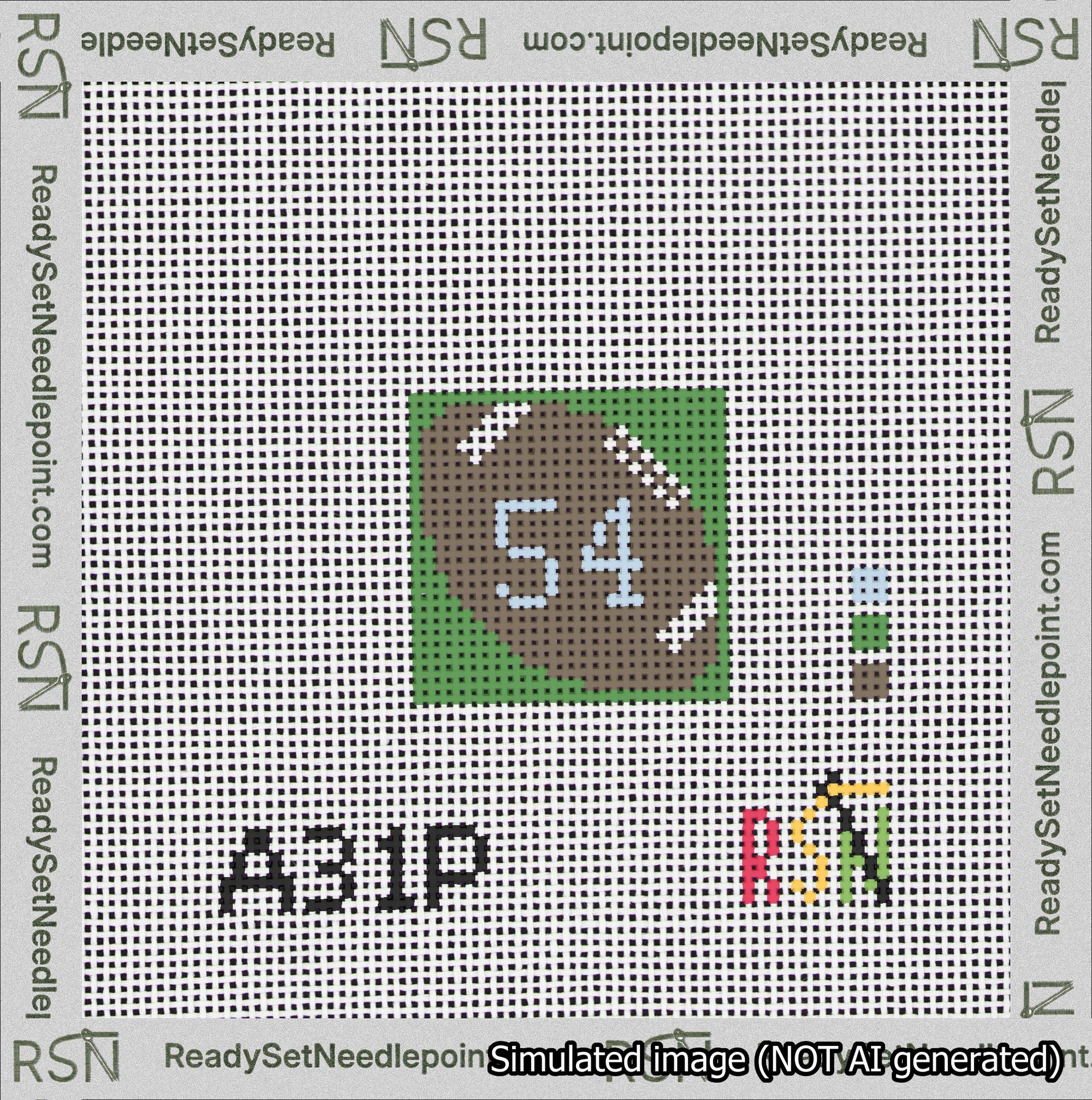 Football Bag Charm Light Blue 50-99 Needlepoint Canvas Design