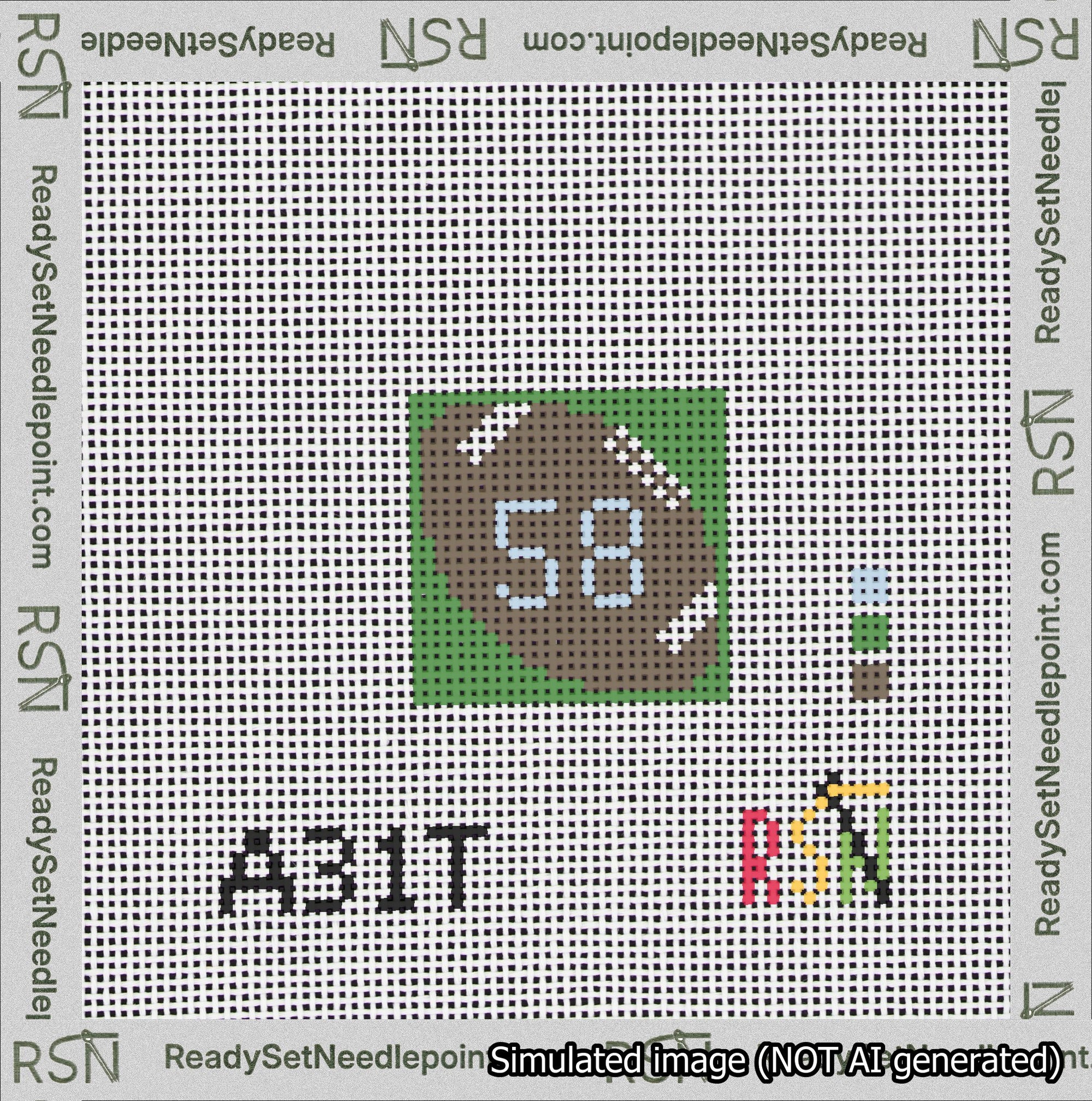 Football Bag Charm Light Blue 50-99 Needlepoint Canvas Design