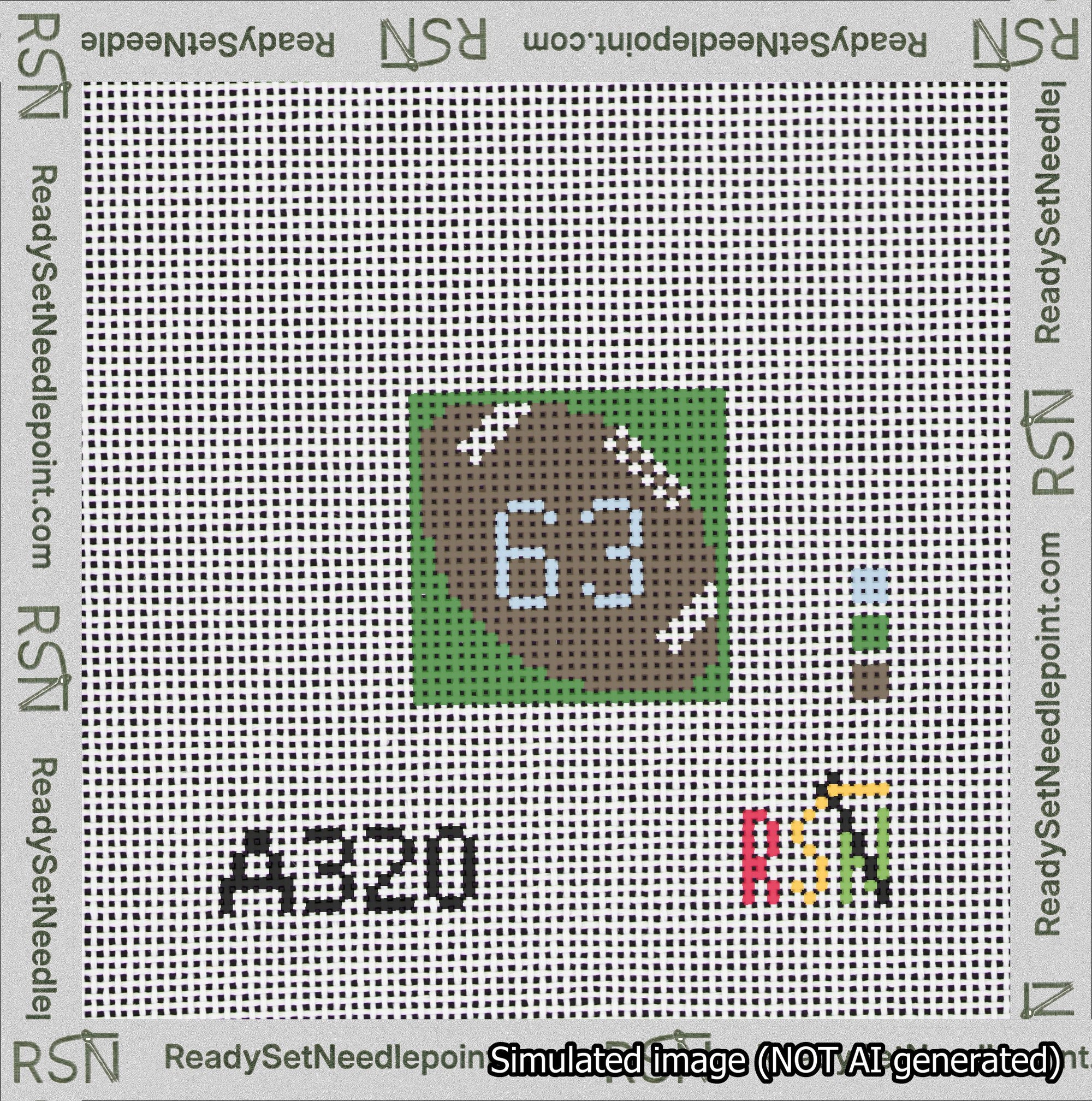 Football Bag Charm Light Blue 50-99 Needlepoint Canvas Design