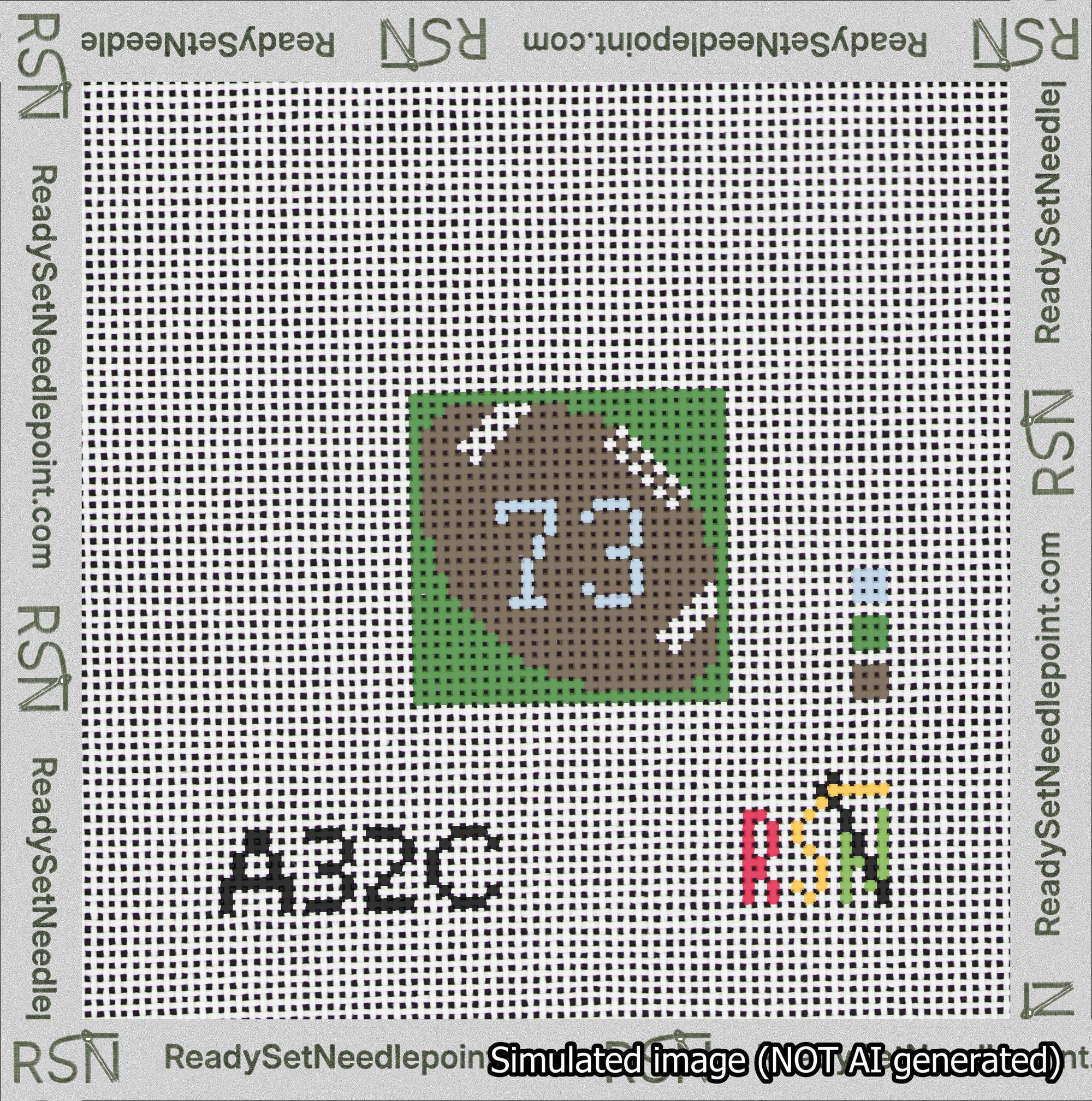 Football Bag Charm Light Blue 50-99 Needlepoint Canvas Design