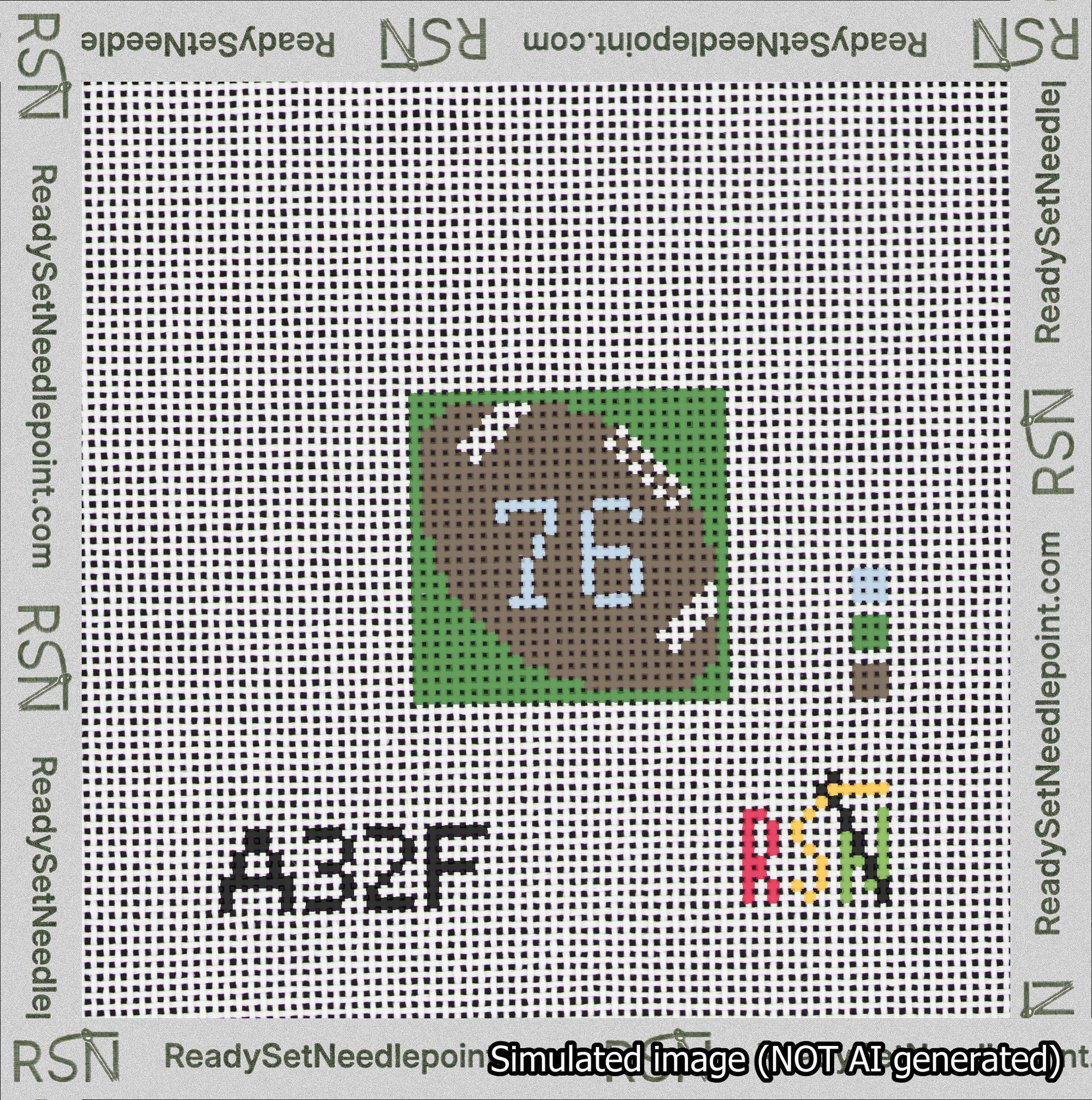 Football Bag Charm Light Blue 50-99 Needlepoint Canvas Design