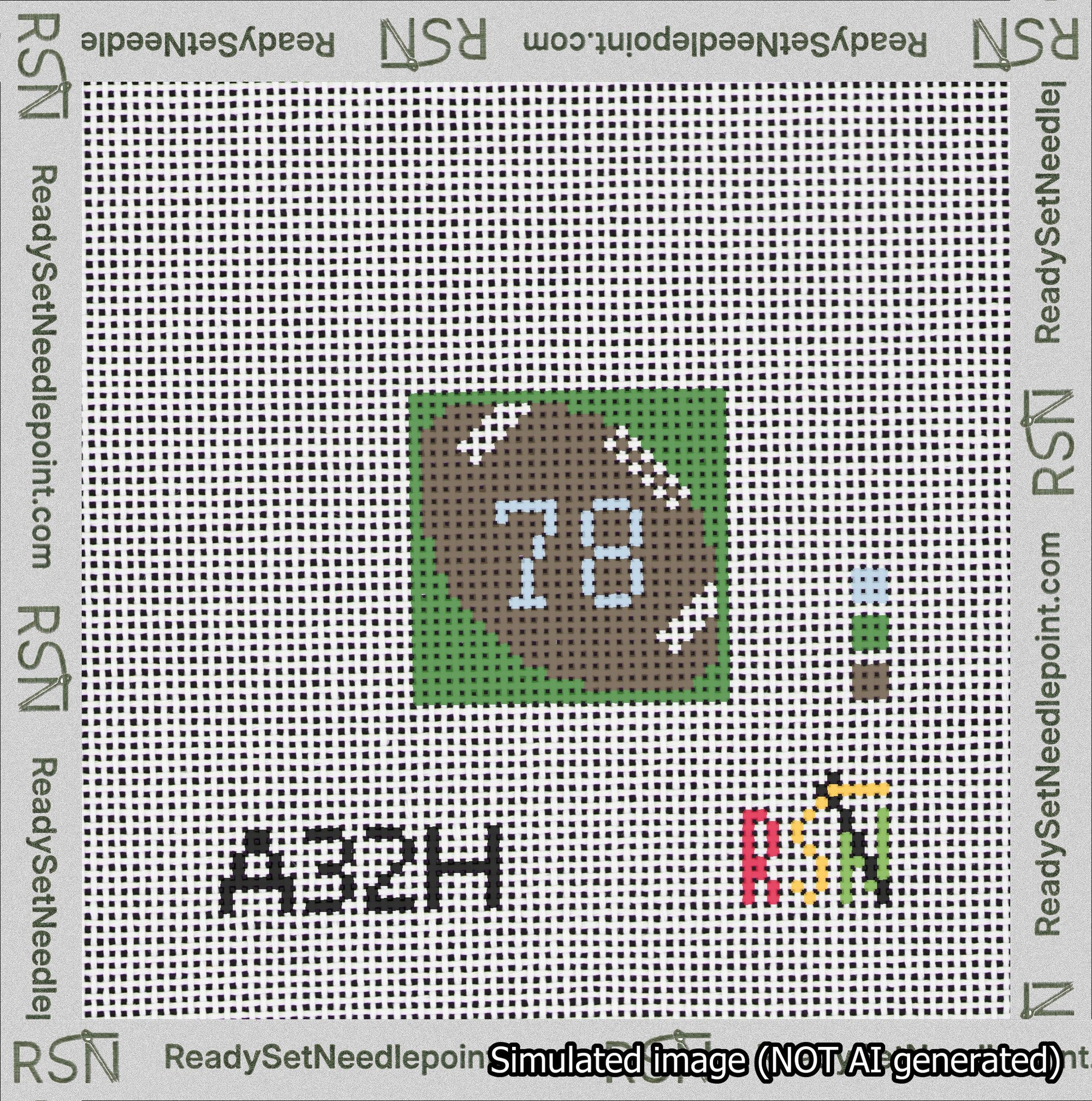 Football Bag Charm Light Blue 50-99 Needlepoint Canvas Design