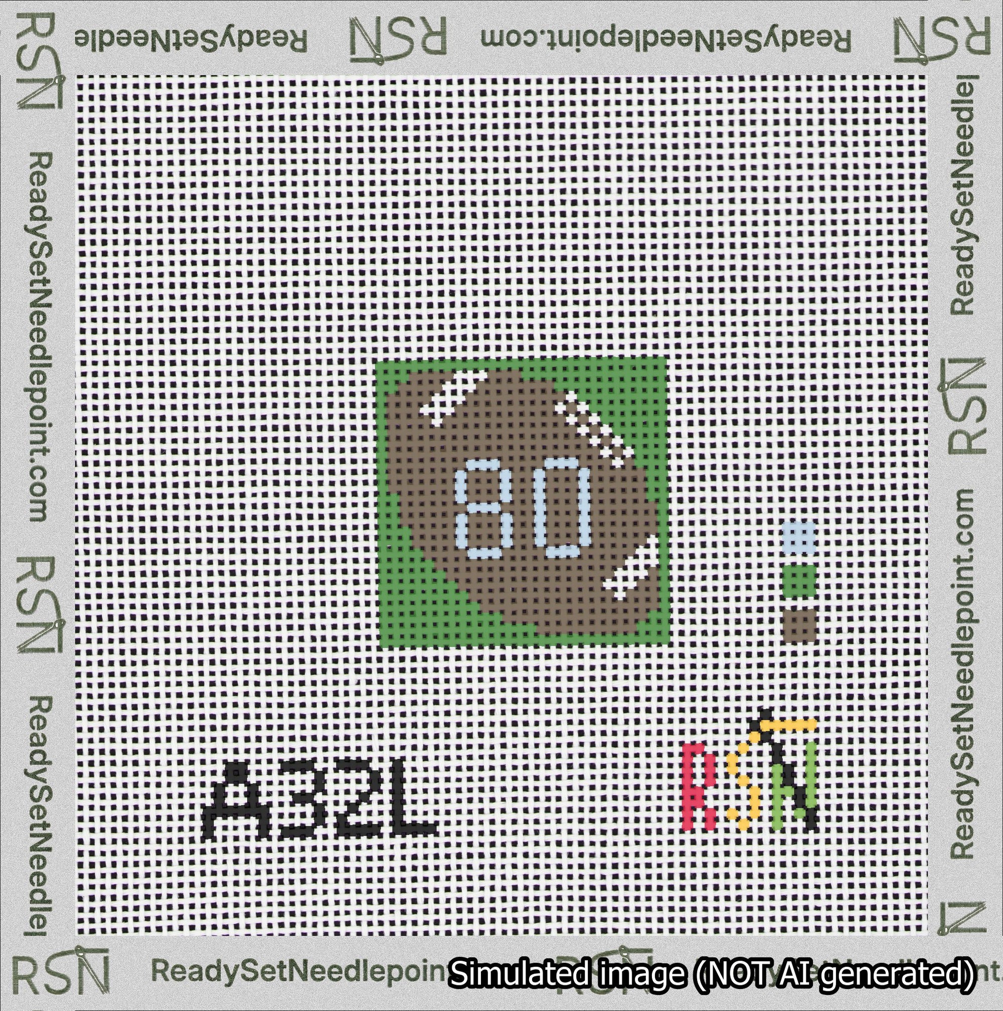 Football Bag Charm Light Blue 50-99 Needlepoint Canvas Design