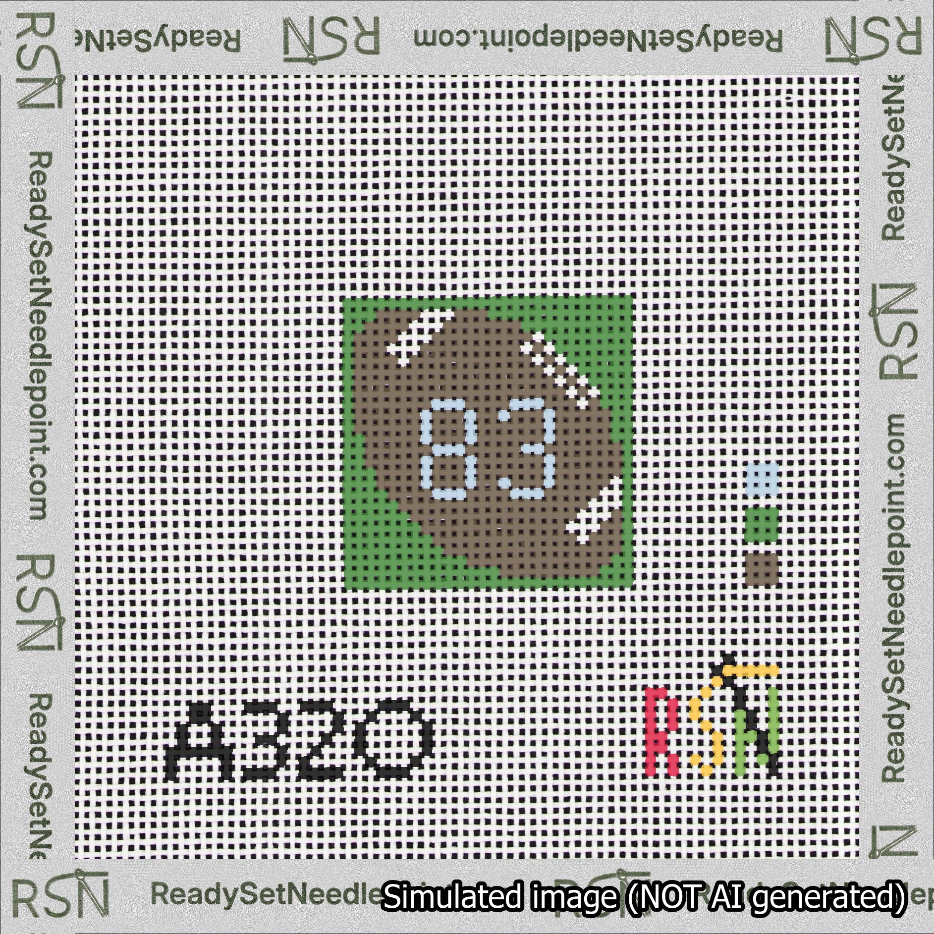 Football Bag Charm Light Blue 50-99 Needlepoint Canvas Design