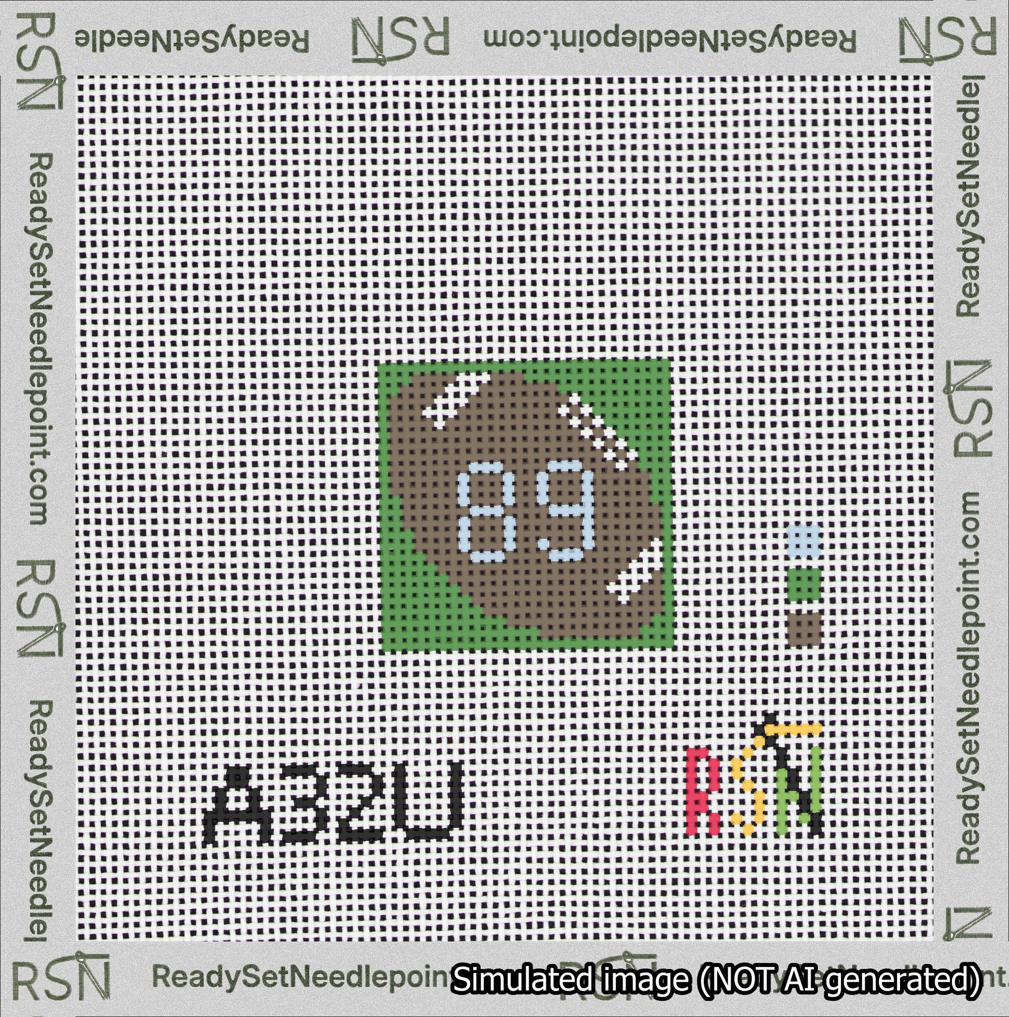 Football Bag Charm Light Blue 50-99 Needlepoint Canvas Design