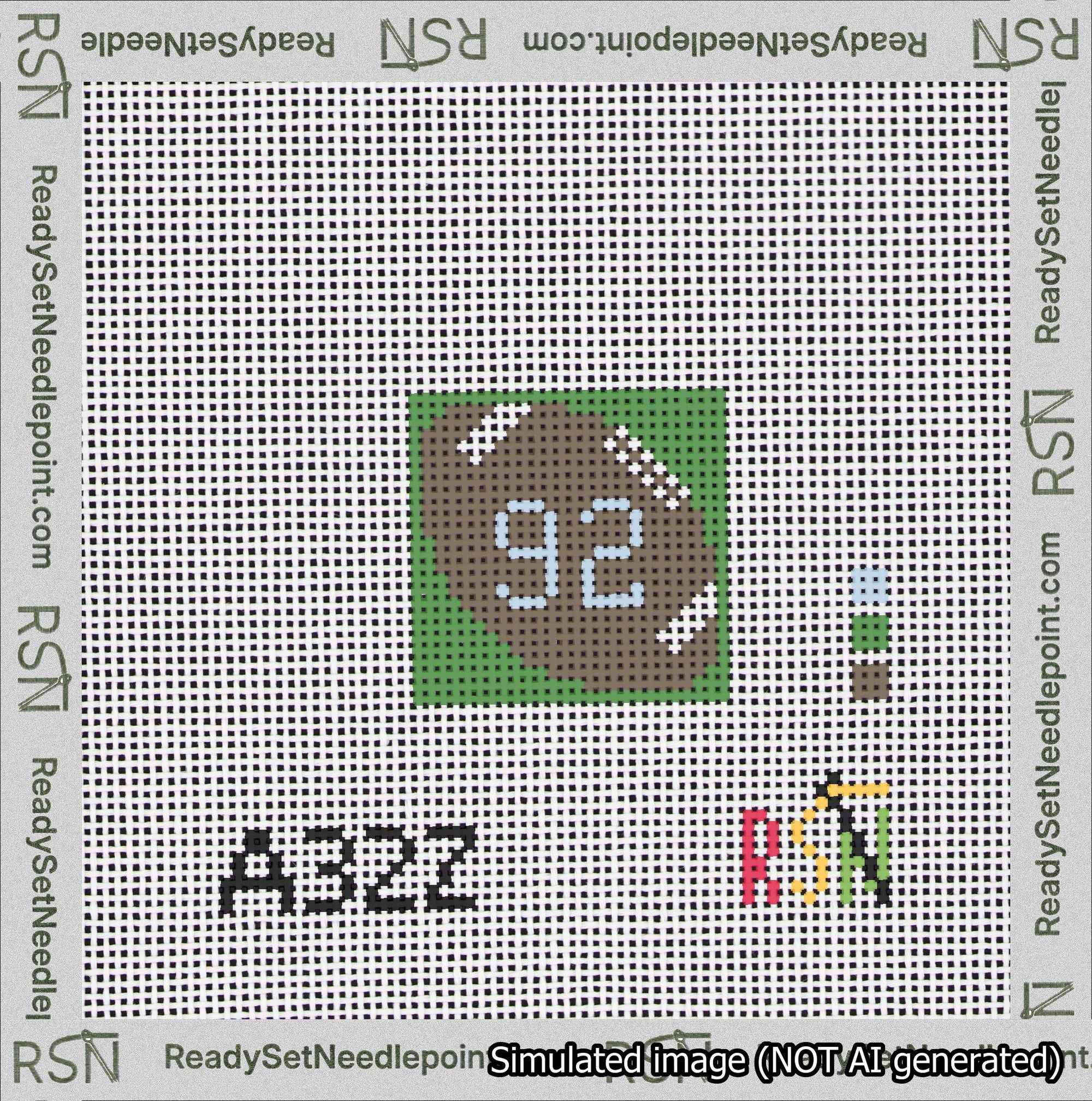 Football Bag Charm Light Blue 50-99 Needlepoint Canvas Design