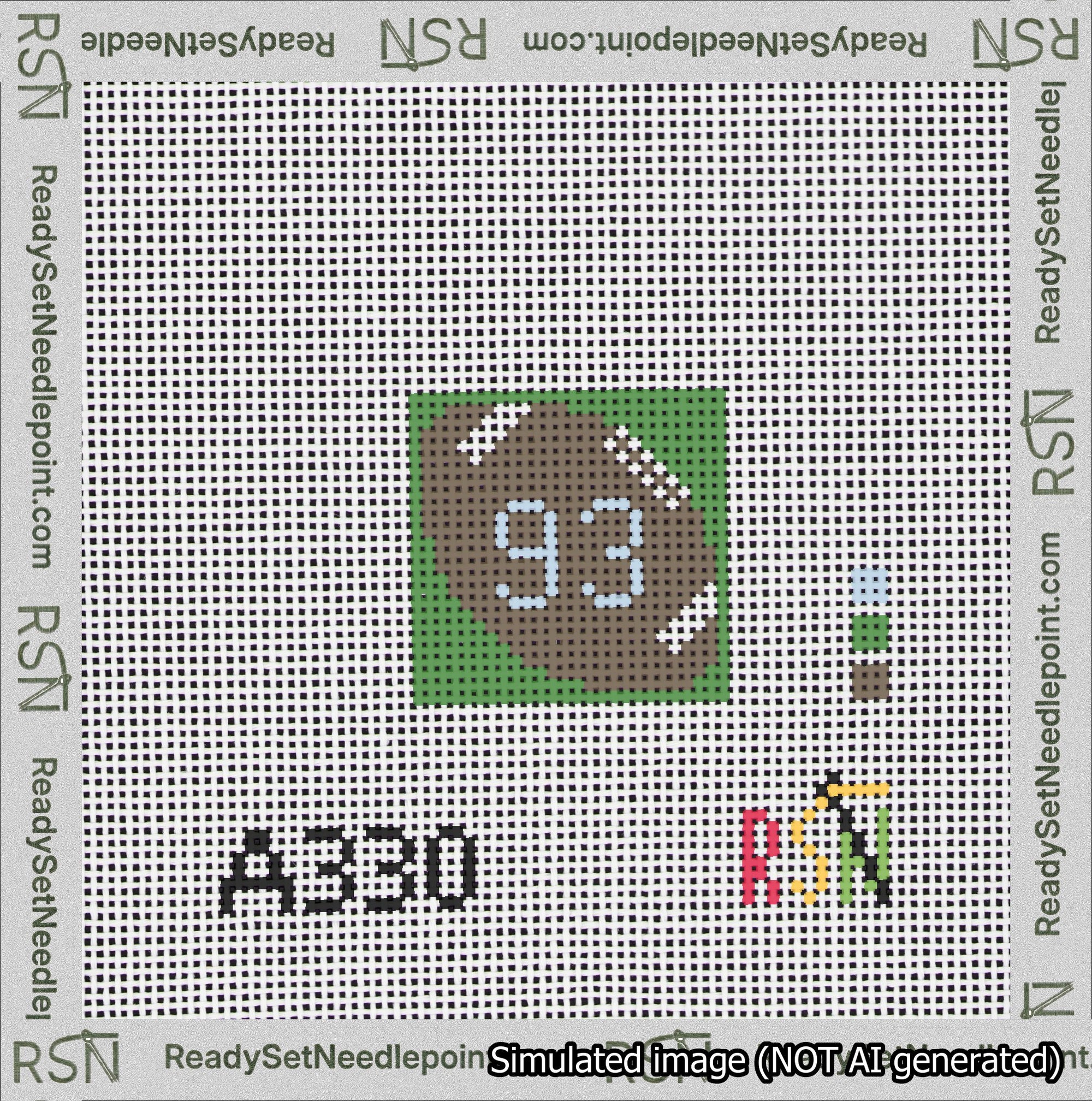 Football Bag Charm Light Blue 50-99 Needlepoint Canvas Design