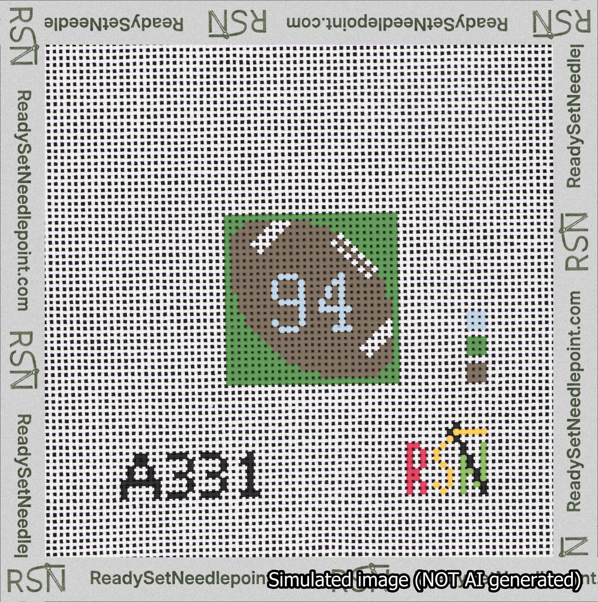 Football Bag Charm Light Blue 50-99 Needlepoint Canvas Design