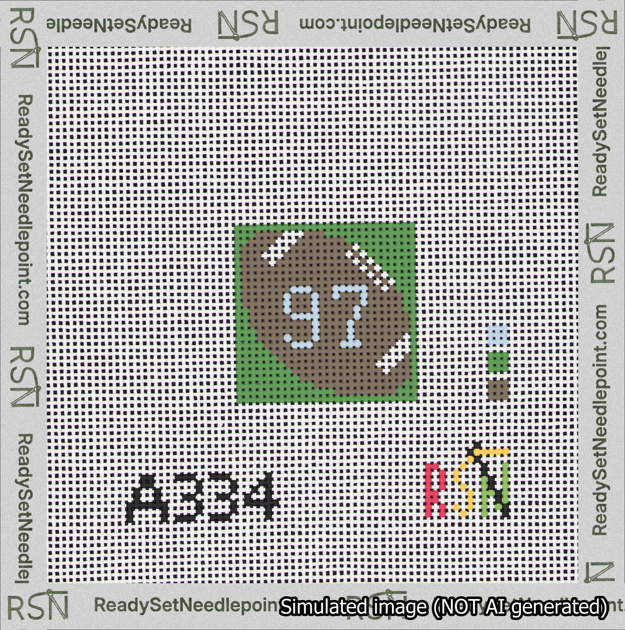 Football Bag Charm Light Blue 50-99 Needlepoint Canvas Design