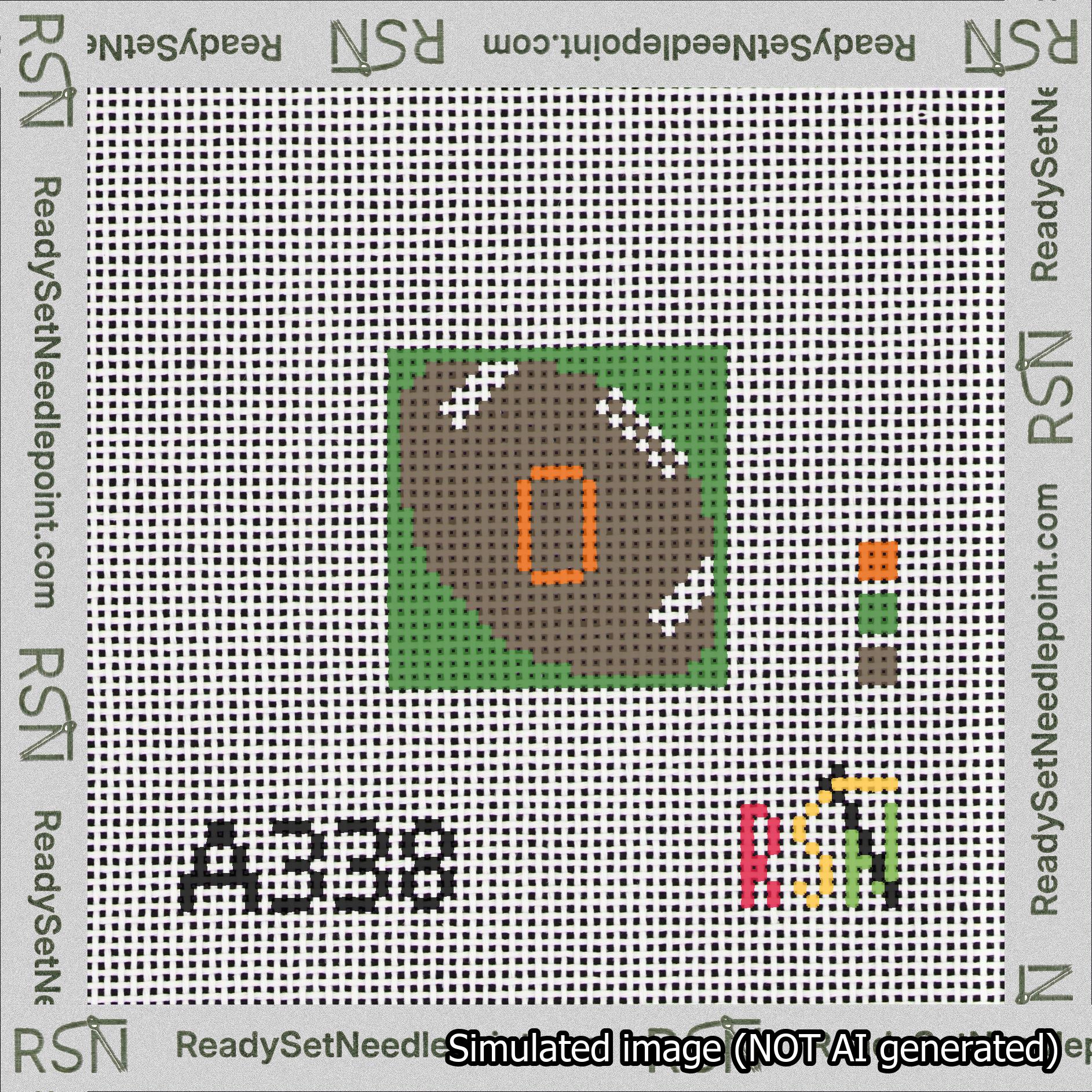 Football Bag Charm Orange 0-49 Needlepoint Canvas Design