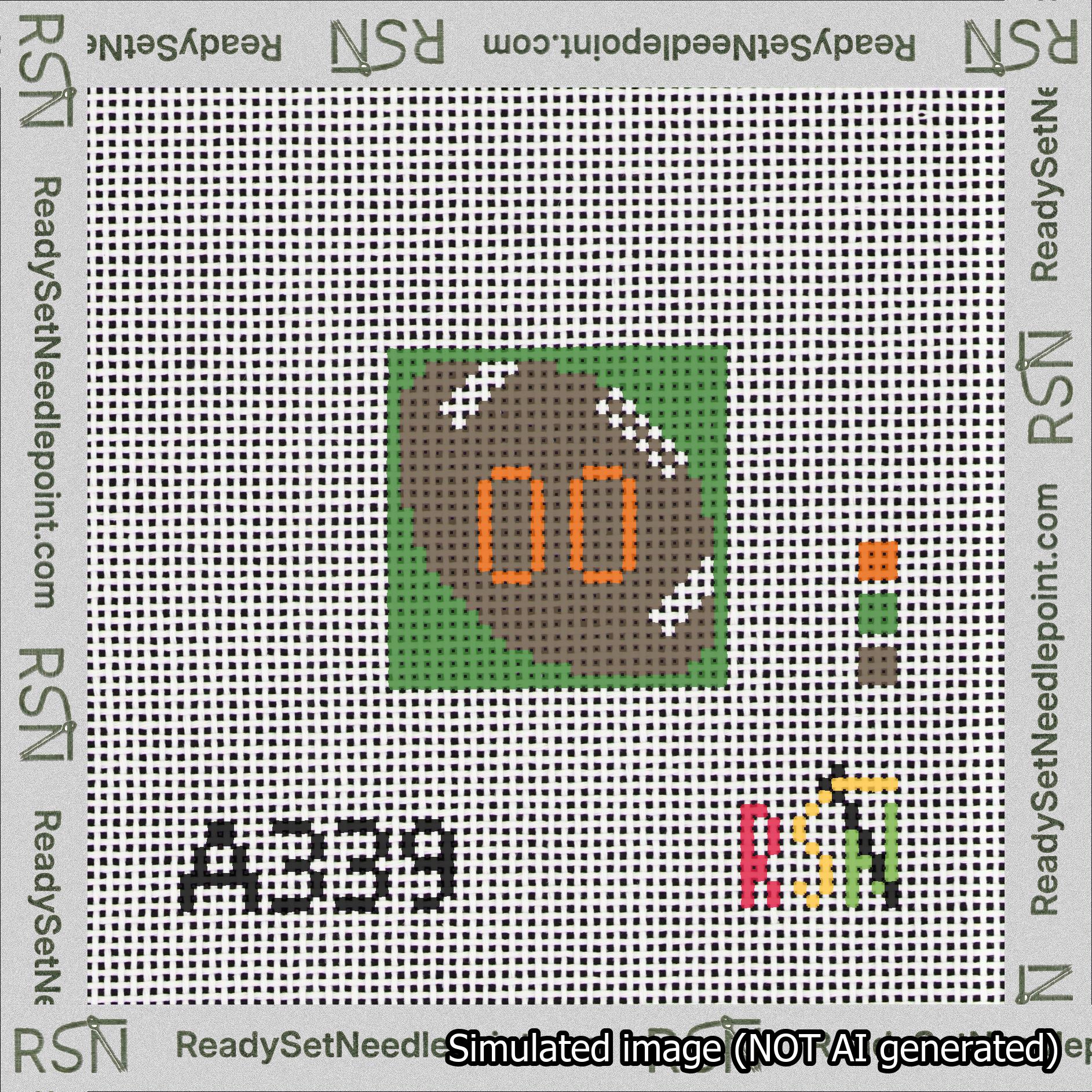 Football Bag Charm Orange 0-49 Needlepoint Canvas Design
