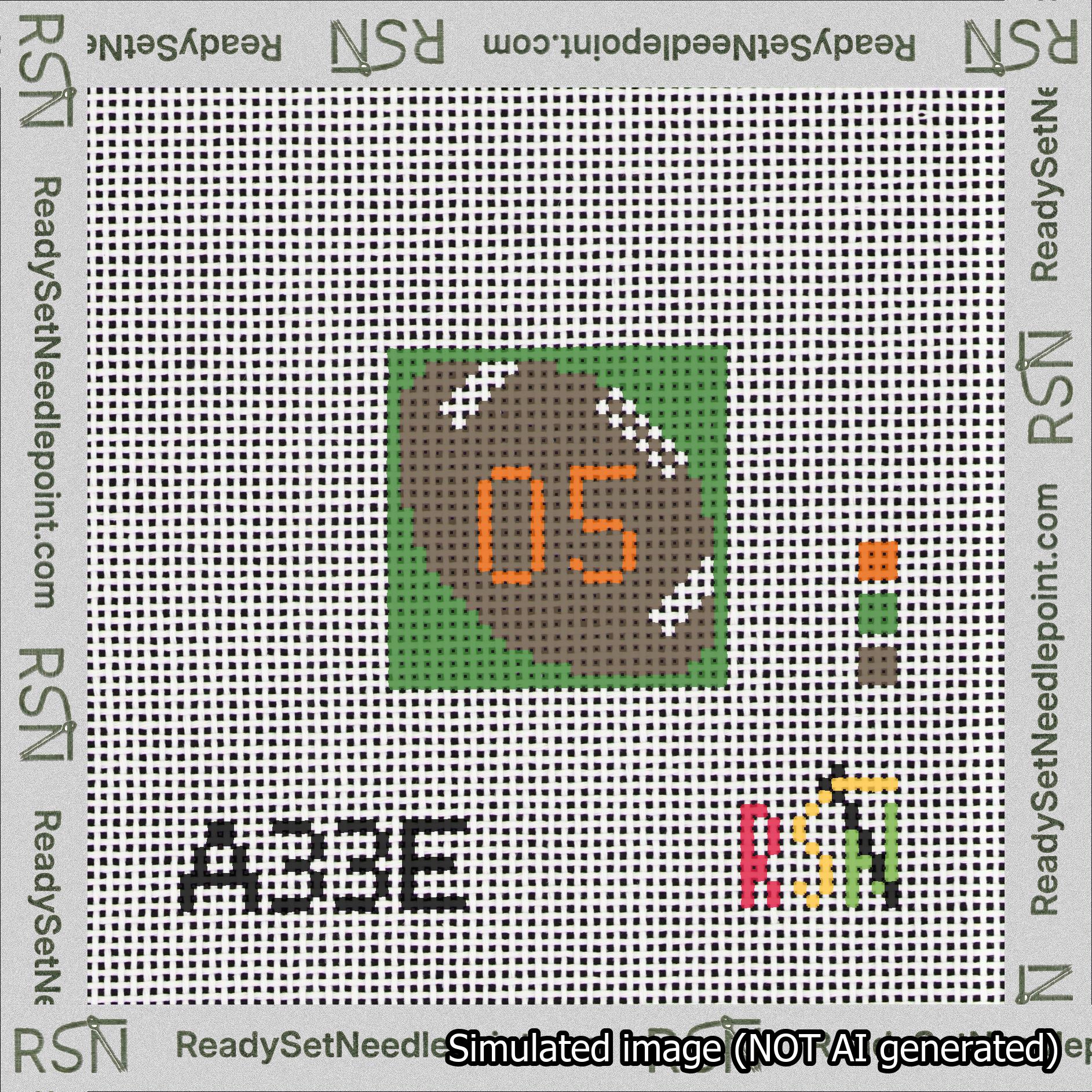 Football Bag Charm Orange 0-49 Needlepoint Canvas Design