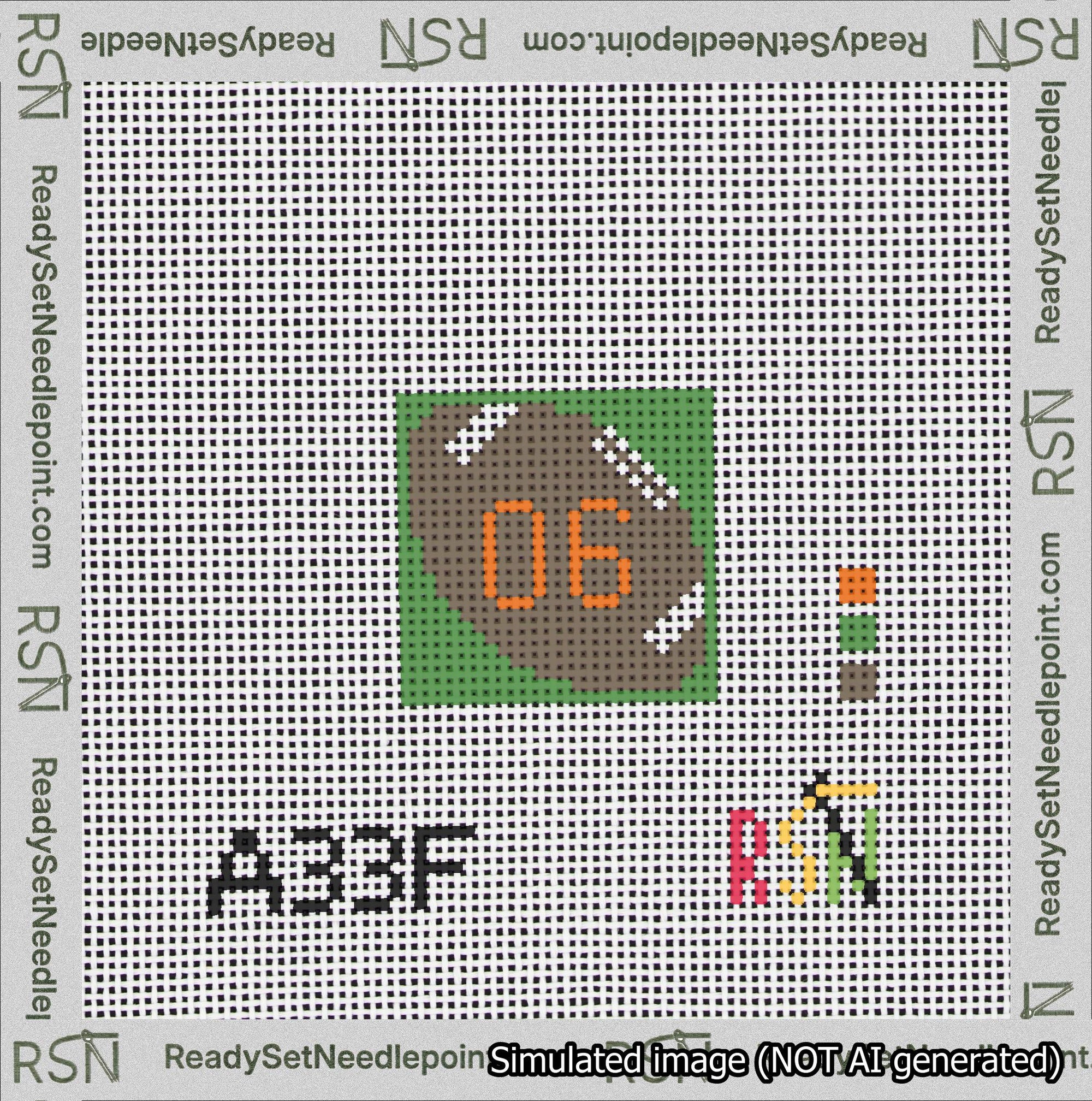 Football Bag Charm Orange 0-49 Needlepoint Canvas Design