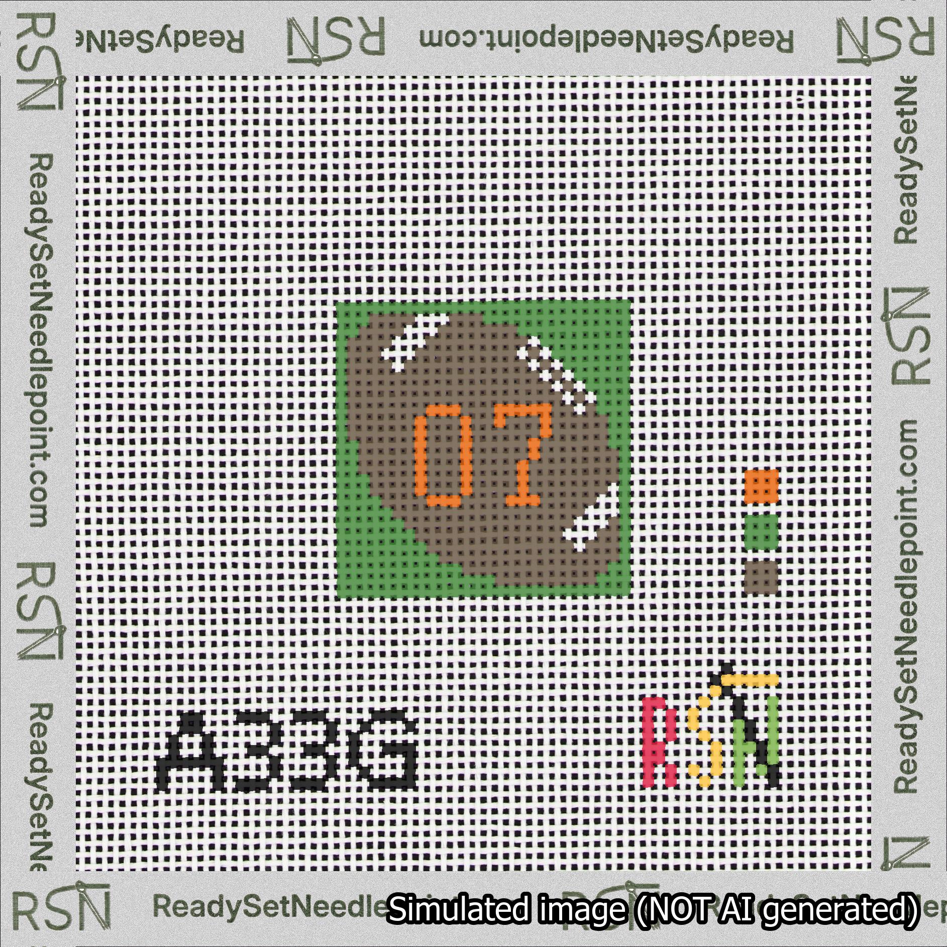 Football Bag Charm Orange 0-49 Needlepoint Canvas Design
