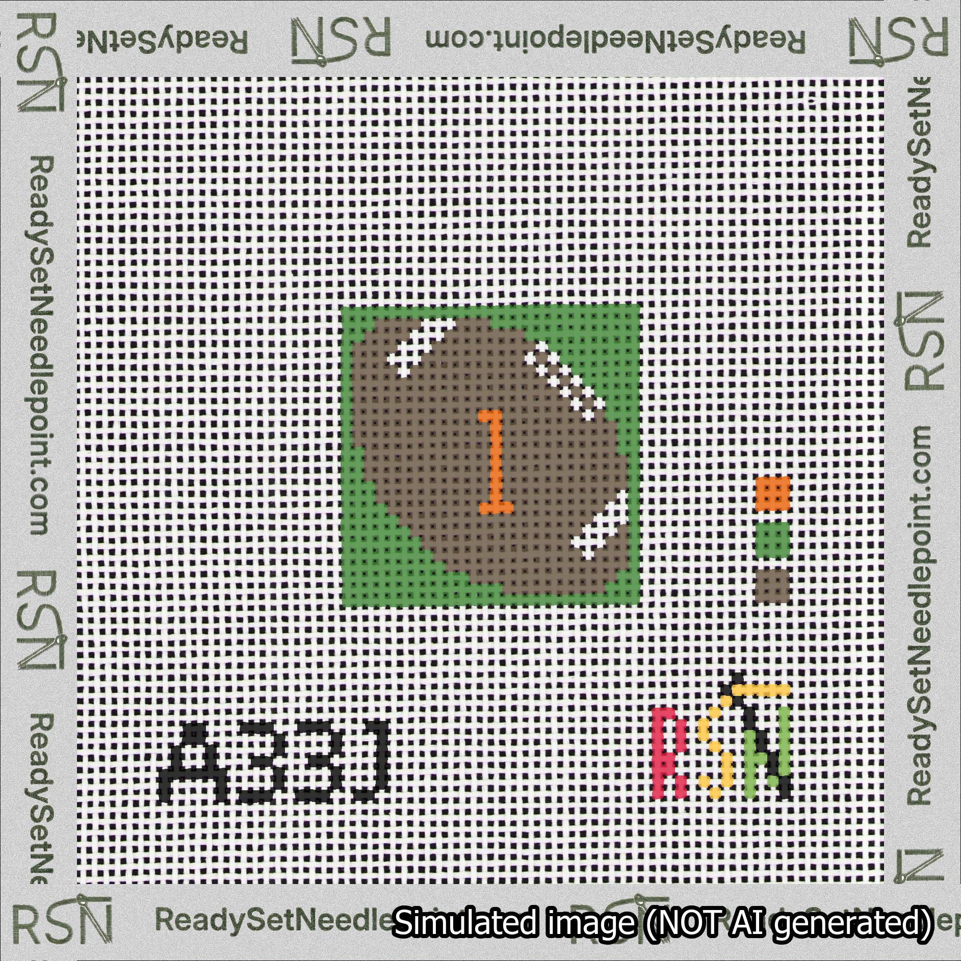 Football Bag Charm Orange 0-49 Needlepoint Canvas Design