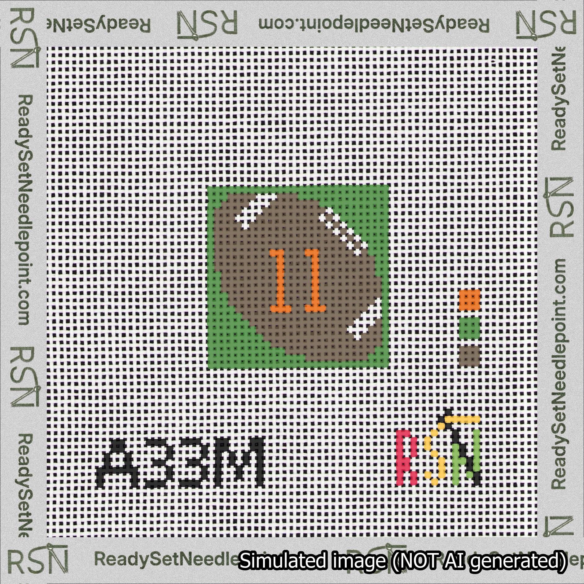 Football Bag Charm Orange 0-49 Needlepoint Canvas Design