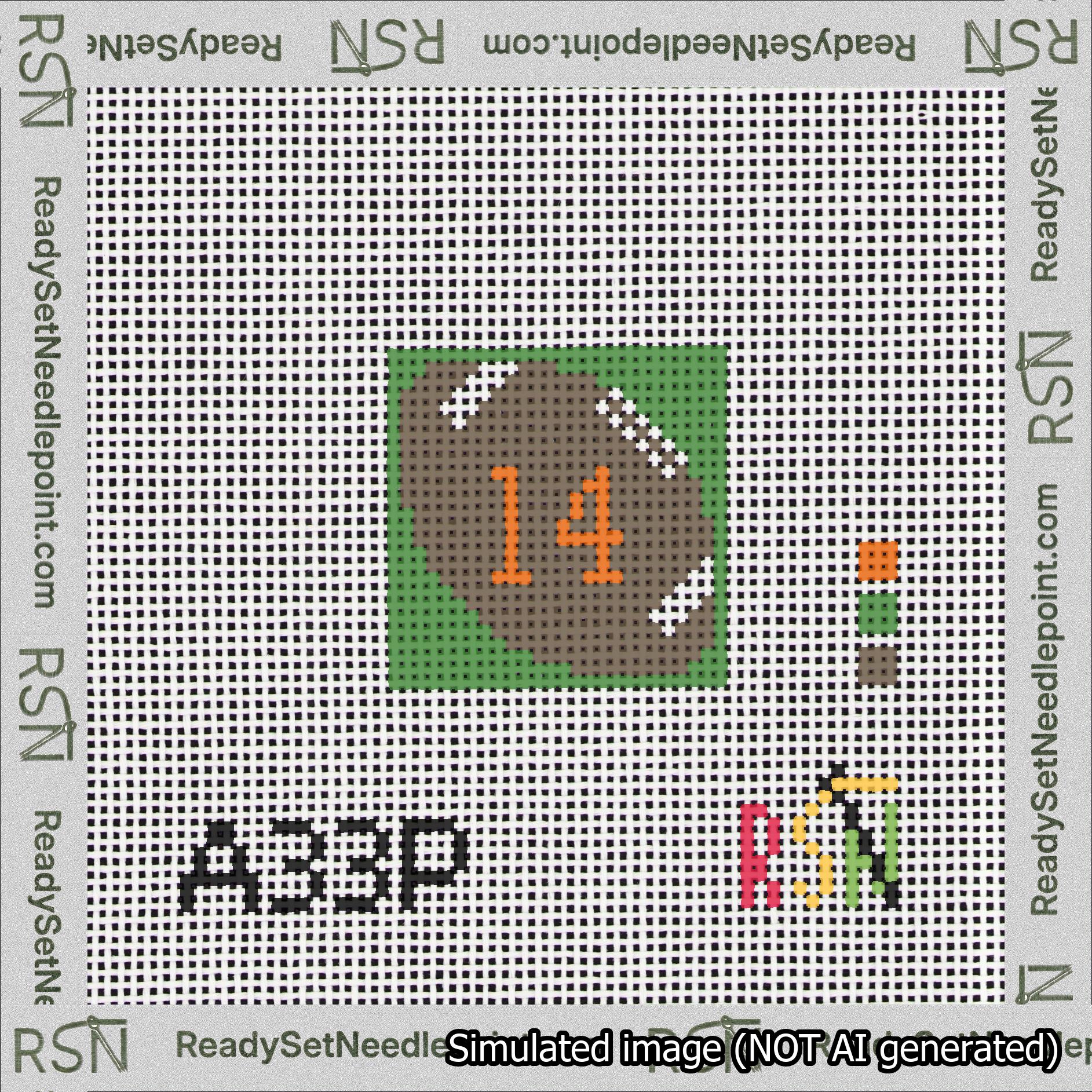 Football Bag Charm Orange 0-49 Needlepoint Canvas Design