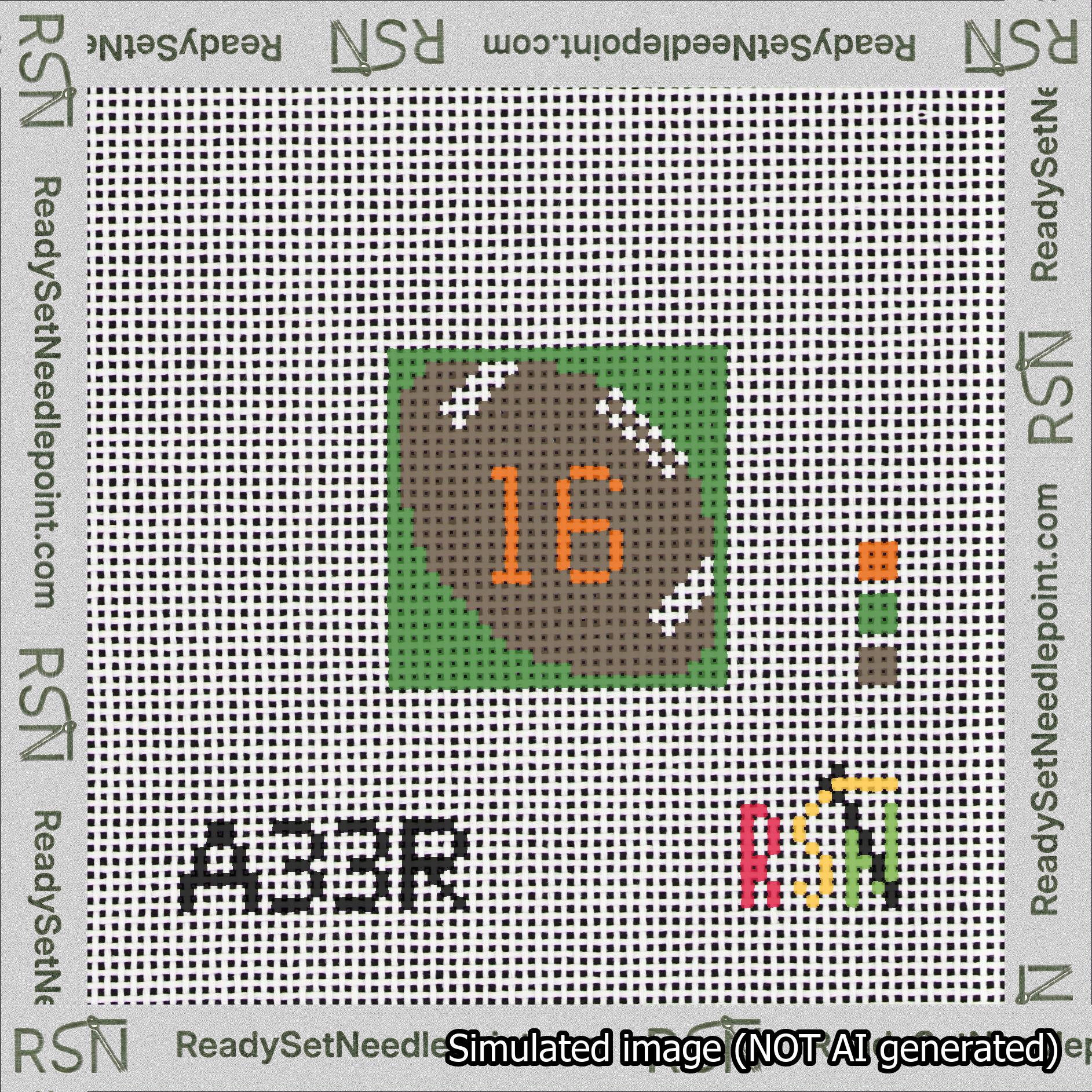 Football Bag Charm Orange 0-49 Needlepoint Canvas Design