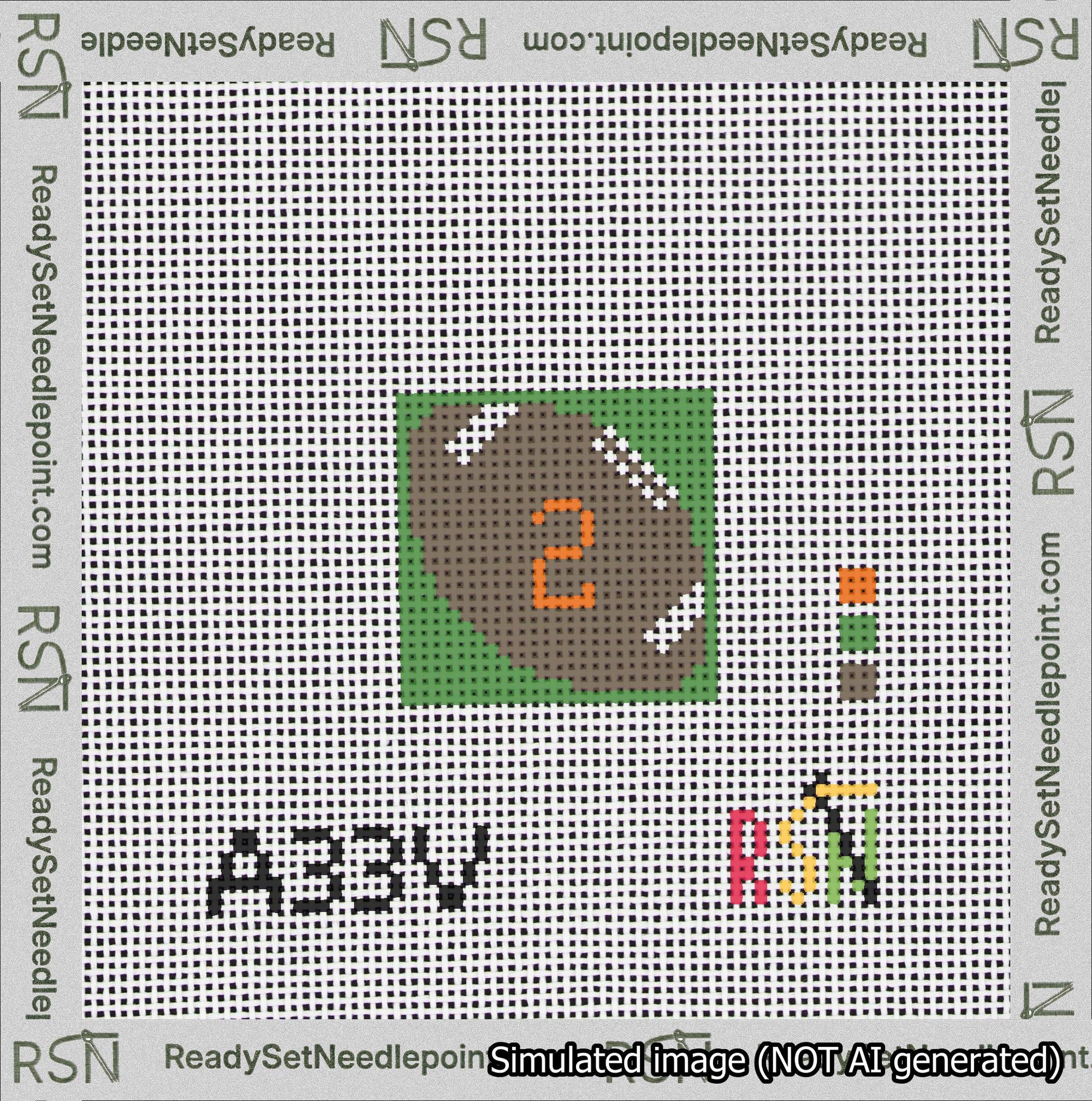 Football Bag Charm Orange 0-49 Needlepoint Canvas Design