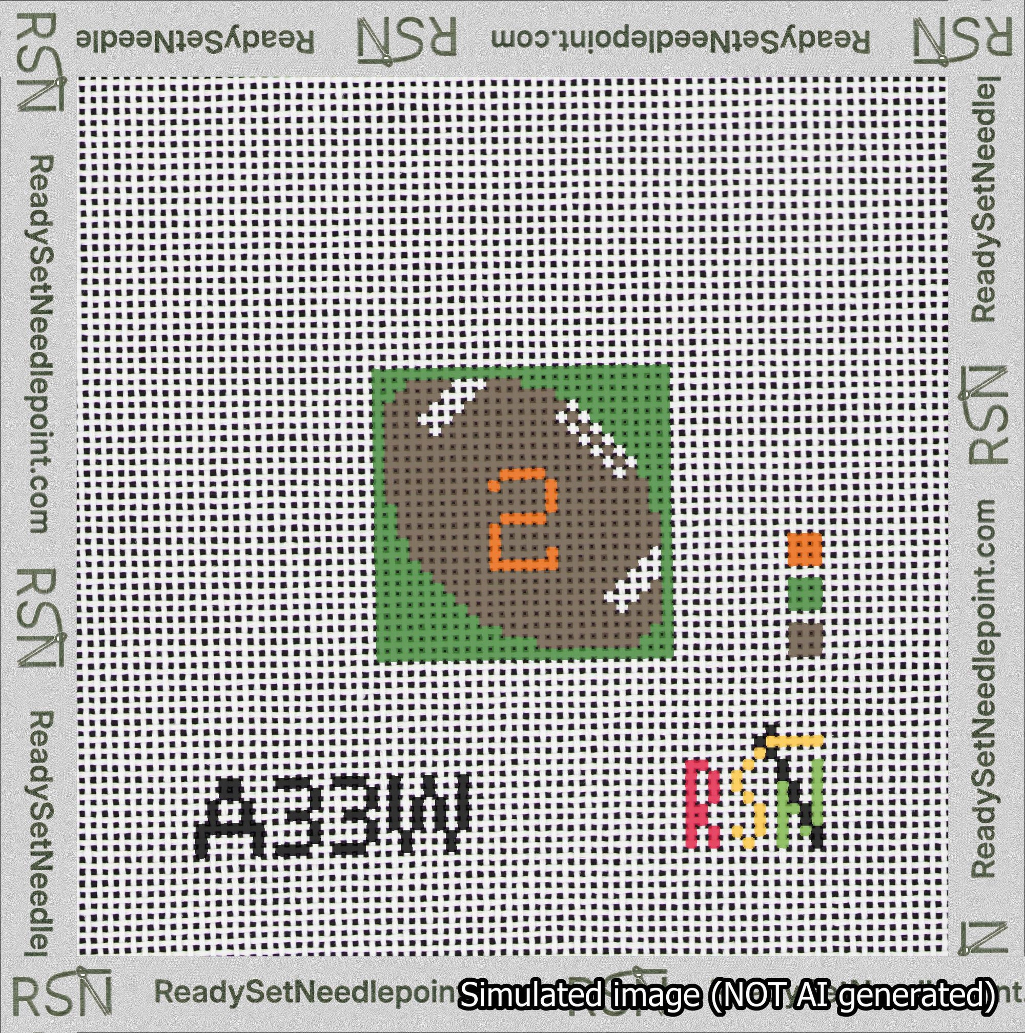 Football Bag Charm Orange 0-49 Needlepoint Canvas Design