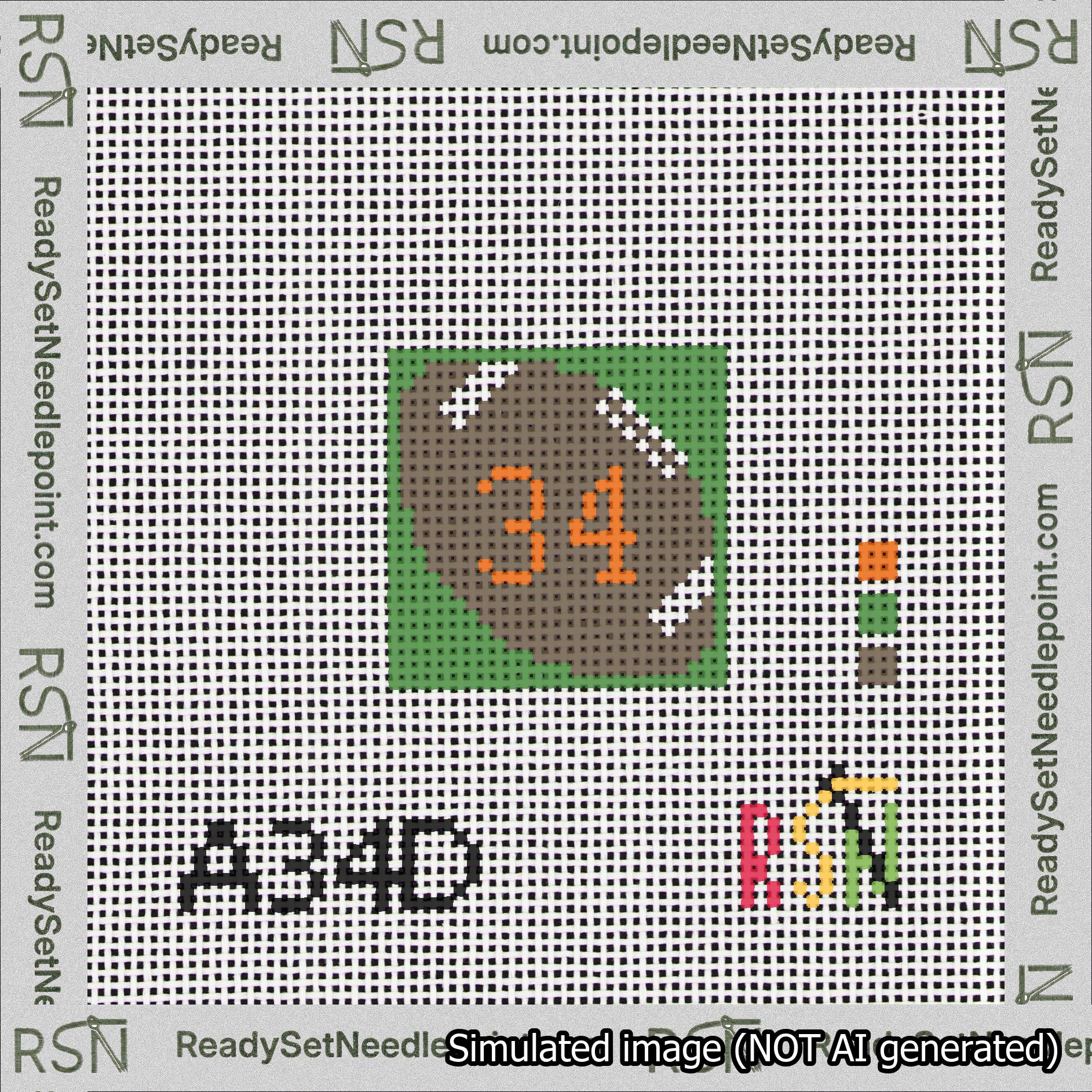 Football Bag Charm Orange 0-49 Needlepoint Canvas Design